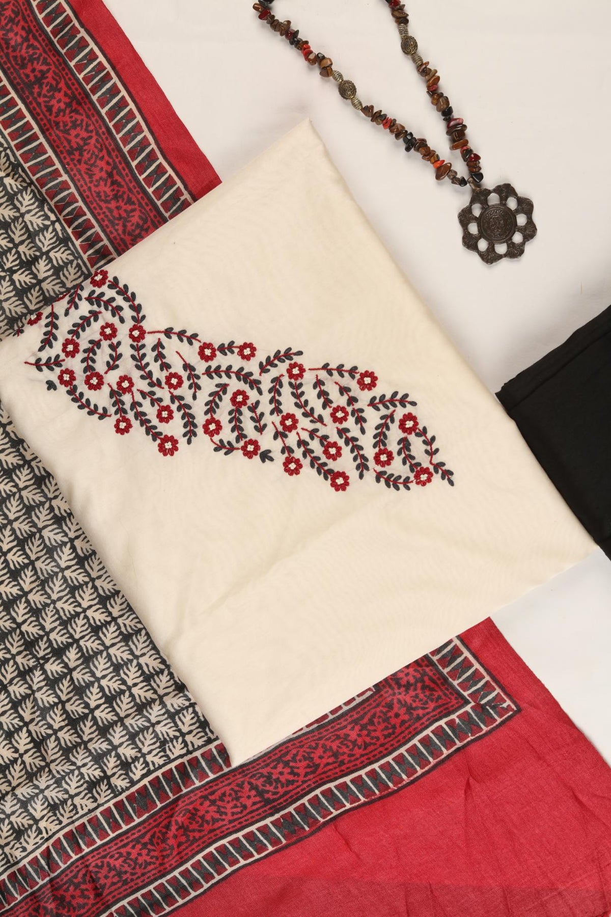 Chanderi Silk Piece Unstitched Suit Set – Classic Ethnic Style-380