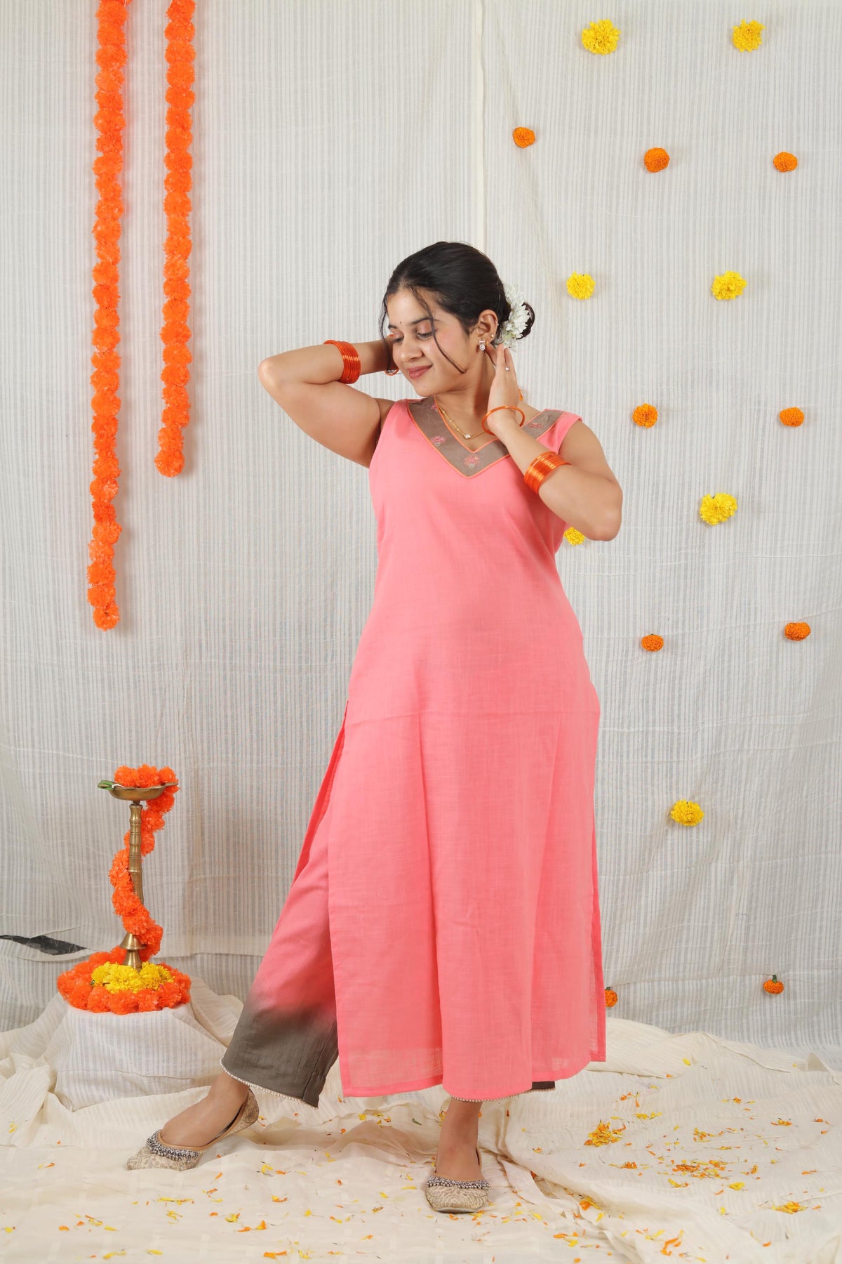 Cotton Ready-to-Wear Kurta - Elegant Ethnic Design NAV-009