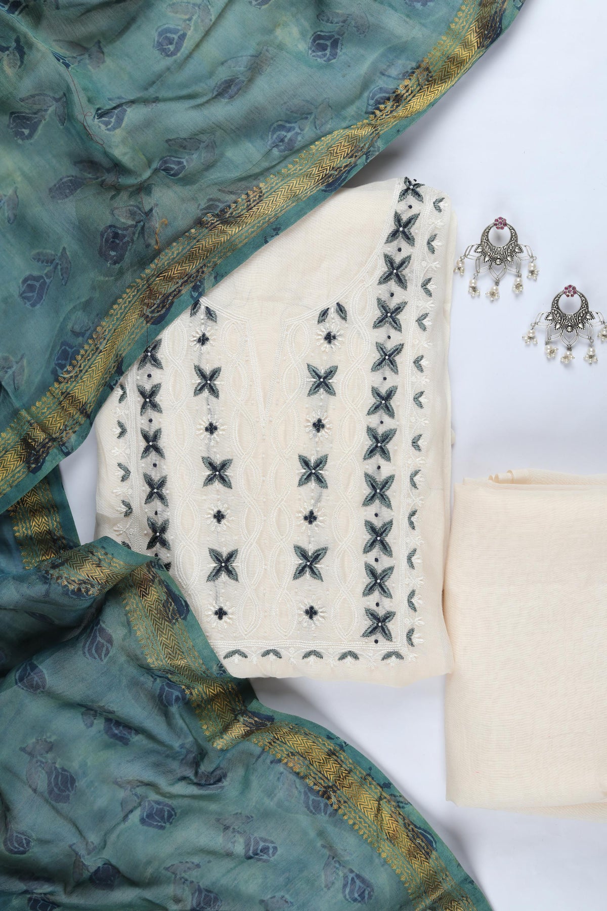 Chanderi Silk Piece Unstitched Suit Set – Classic Ethnic Style-358