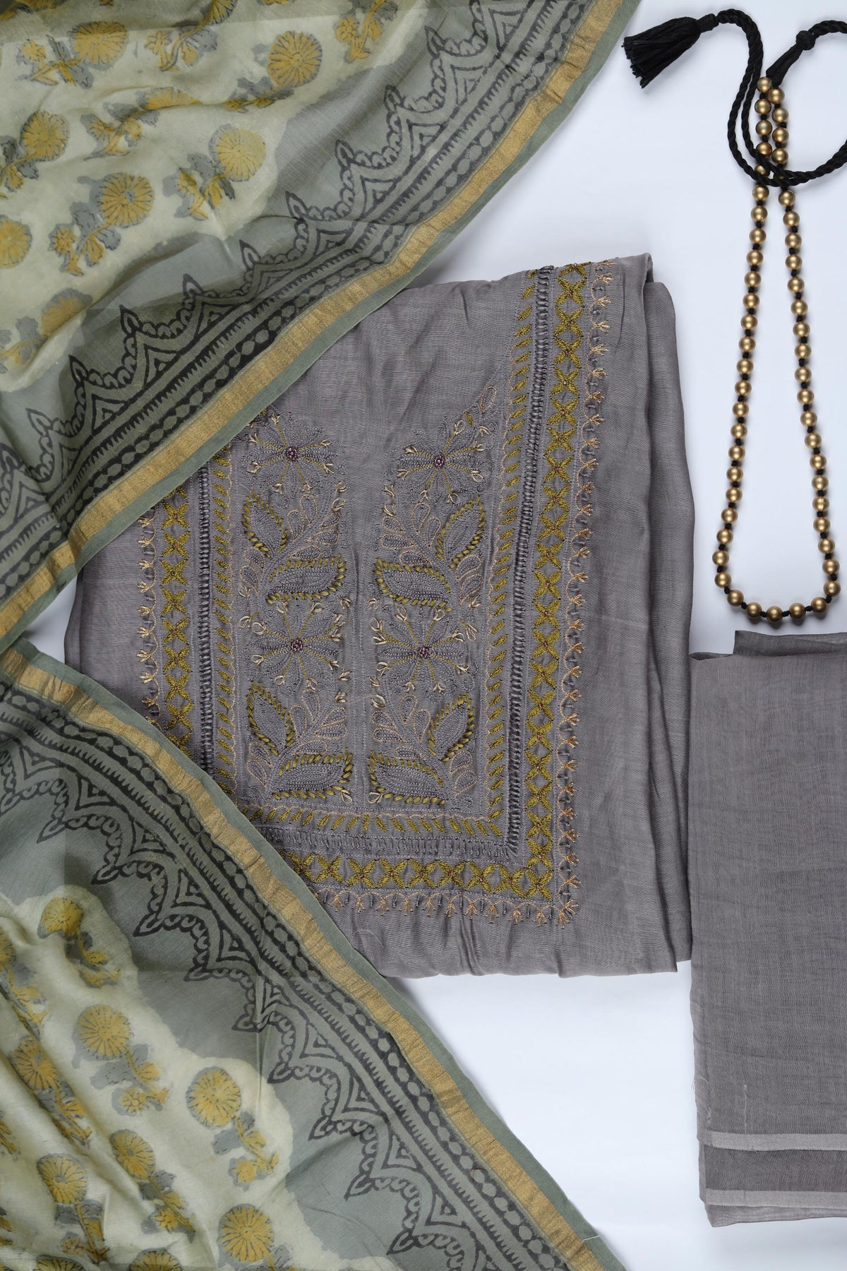 Chanderi Silk Piece Unstitched Suit Set – Classic Ethnic Style-361