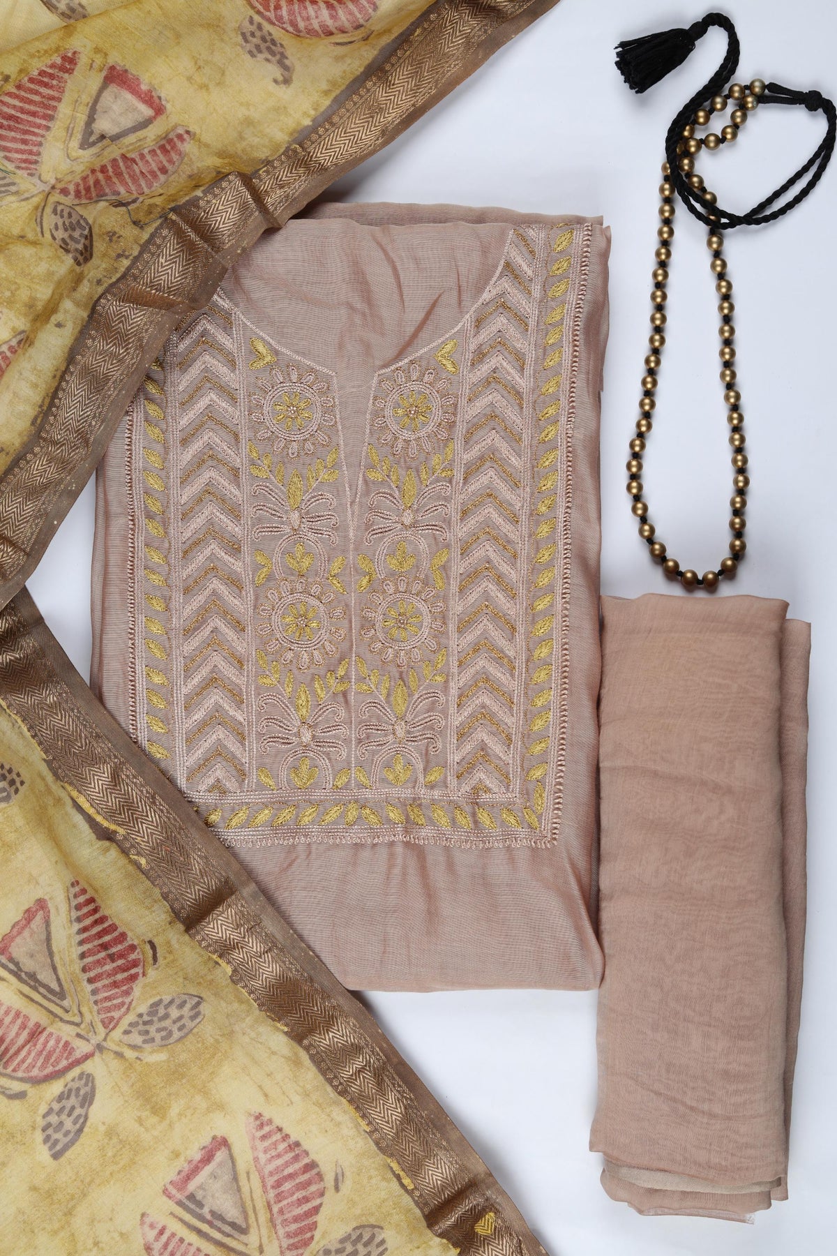 Chanderi Silk Piece Unstitched Suit Set – Classic Ethnic Style-363