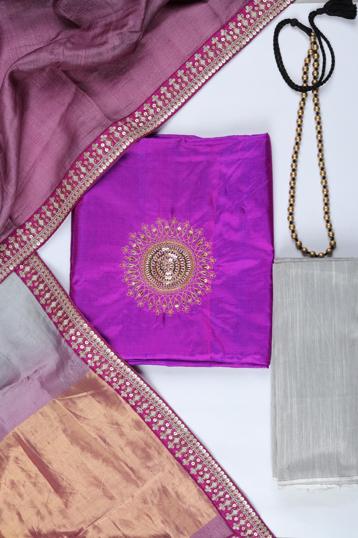 Raw Silk Piece Unstitched Suit Set – Classic Ethnic Style-365