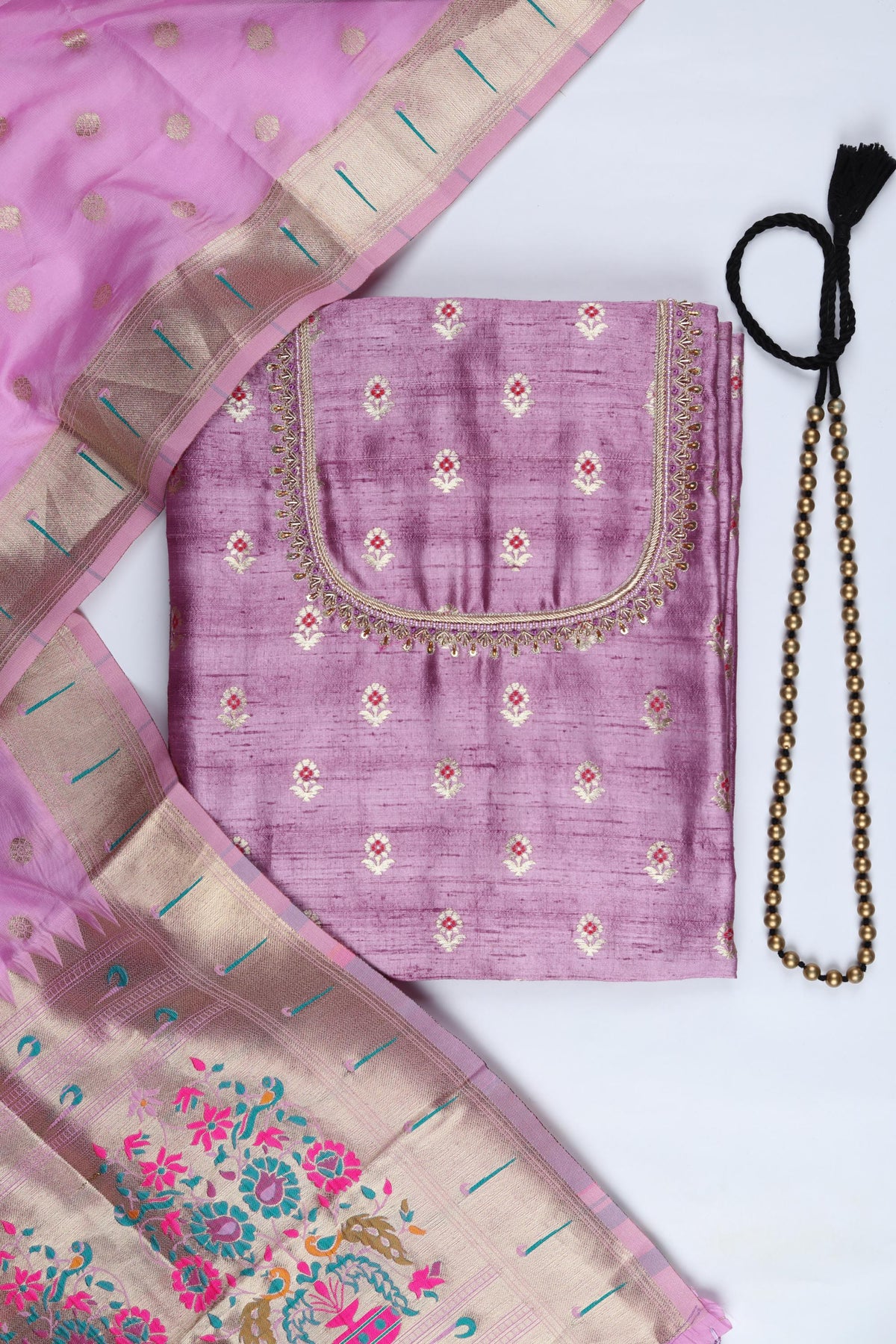 Raw Silk Piece Unstitched Suit Set – Classic Ethnic Style-372
