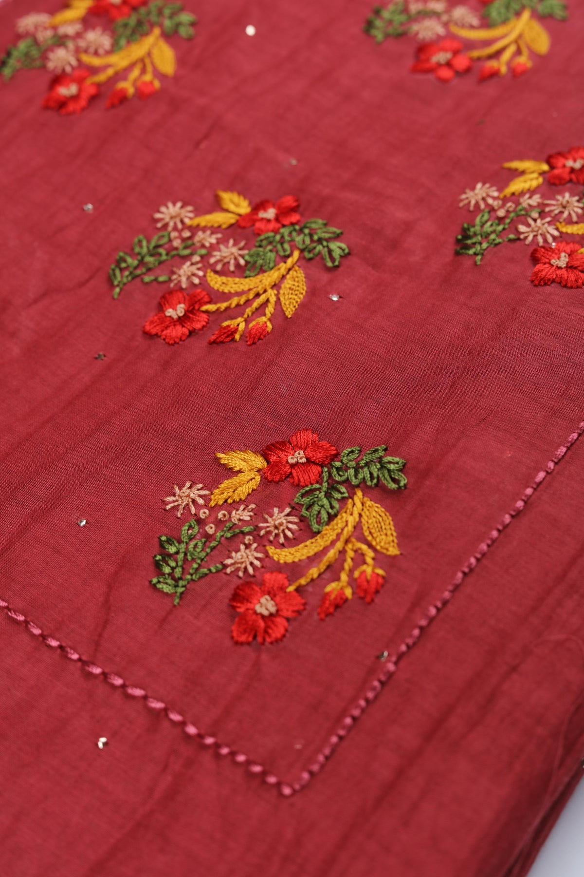 Chanderi Silk 3 Piece Unstitched Suit Set – Classic Ethnic Style-385
