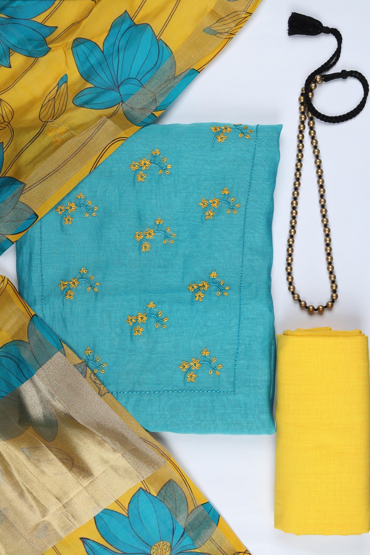 Chanderi Silk 3 Piece Unstitched Suit Set – Classic Ethnic Style-388