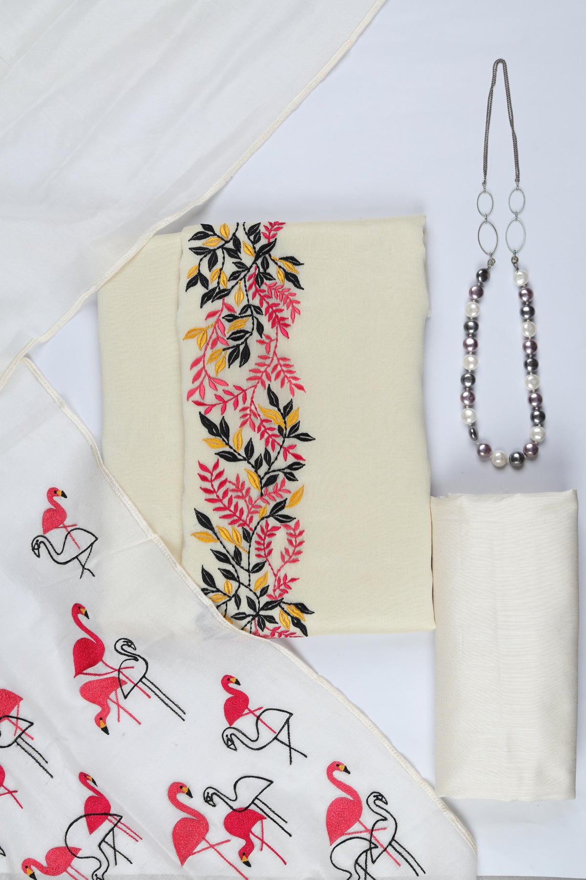 Chanderi Silk 3 Piece Unstitched Suit Set – Classic Ethnic Style-391