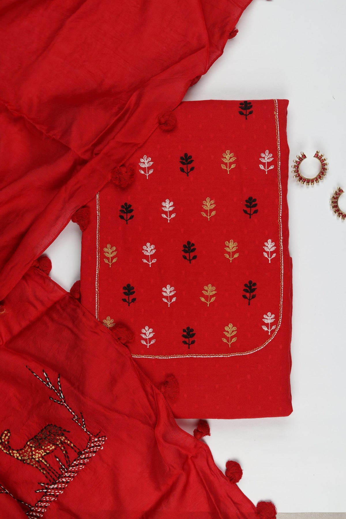 Cotton 2 Piece Unstitched Suit Set – Classic Ethnic Style-436