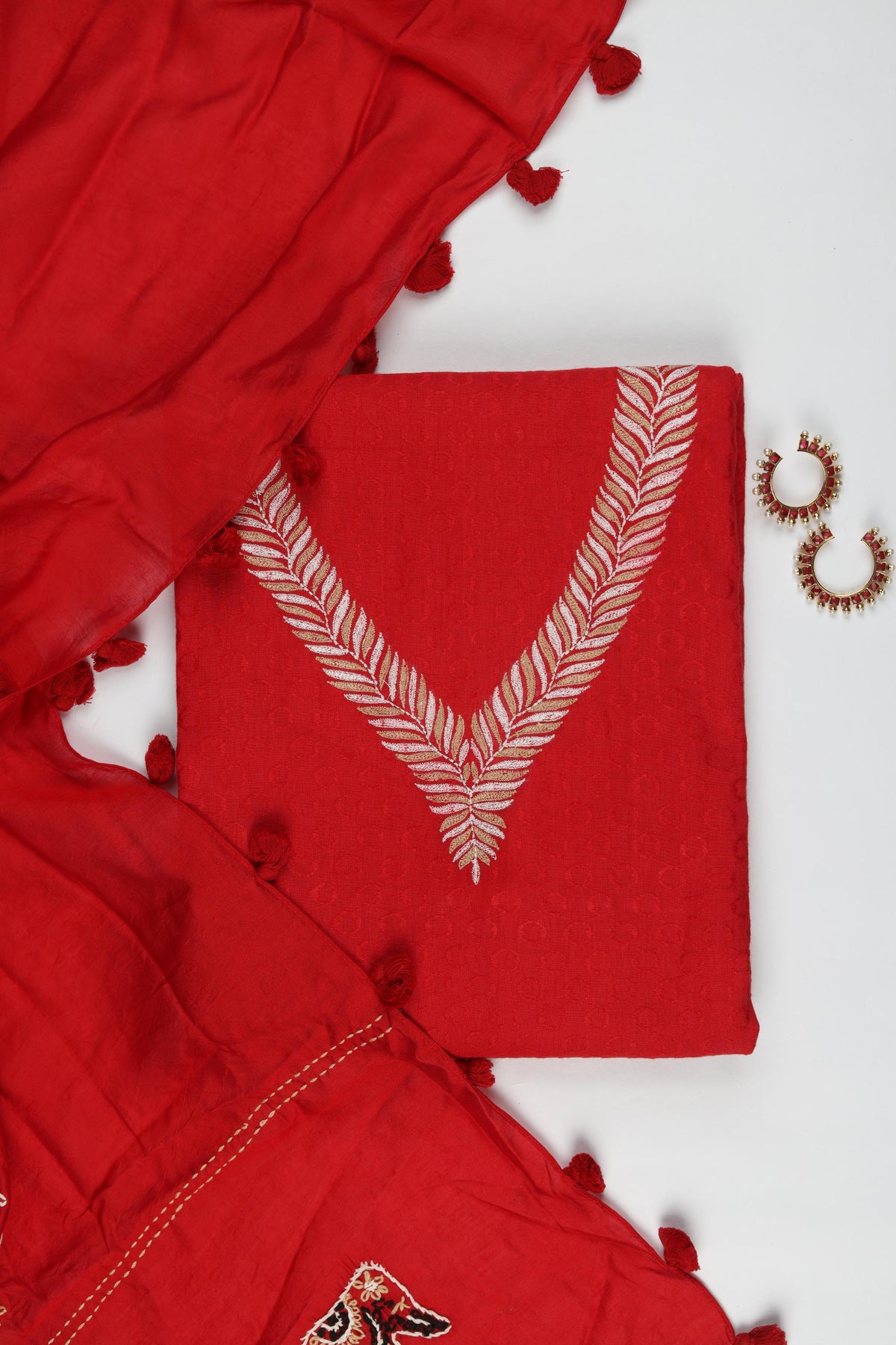 Cotton 3 Piece Unstitched Suit Set – Classic Ethnic Style-445