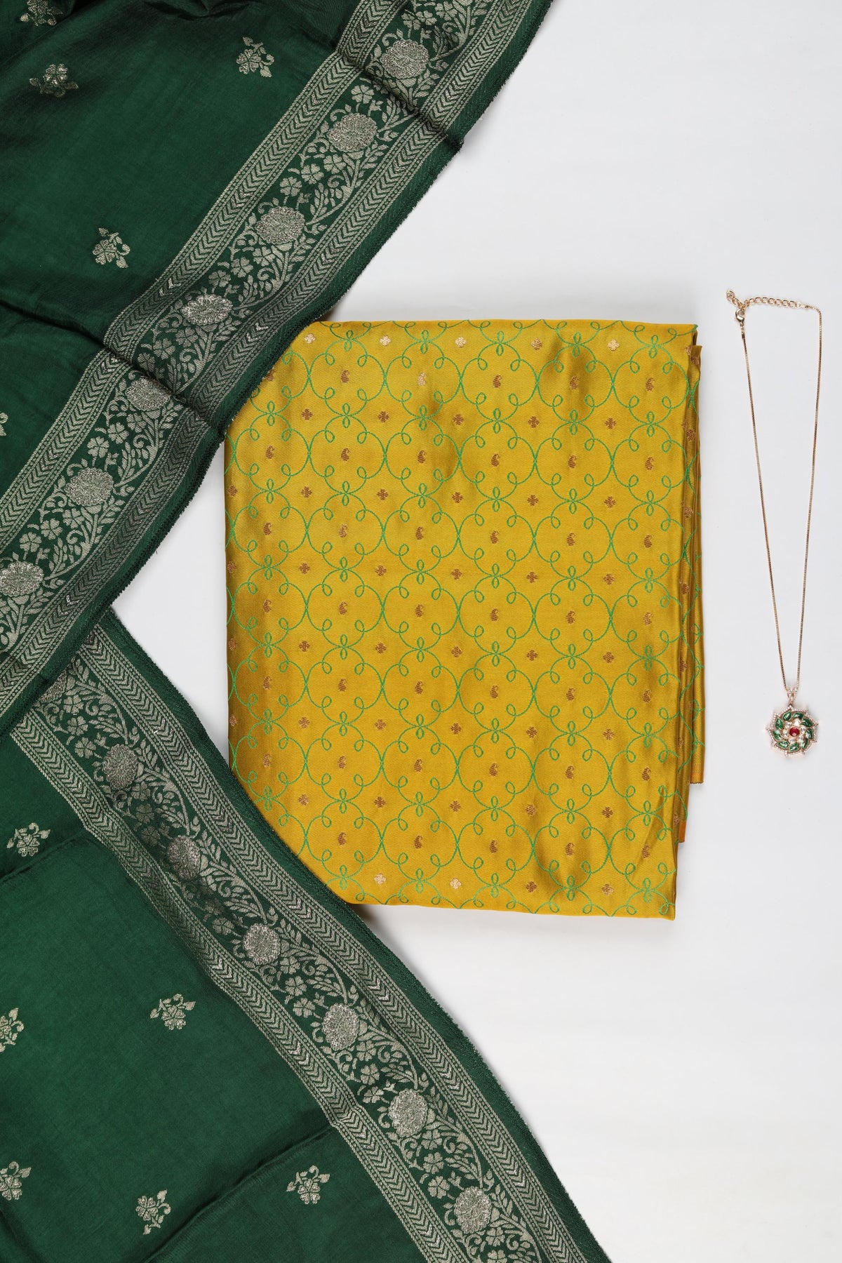 Banarasi Silk 2 Piece Unstitched Suit Set – Classic Ethnic Style-424