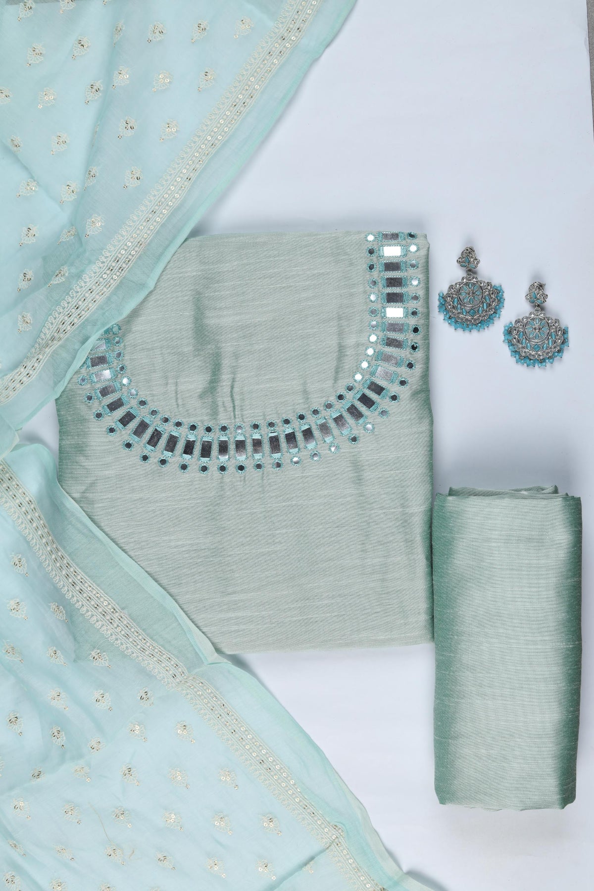 Cotton Silk 3 Piece Unstitched Suit Set – Classic Ethnic Style-419