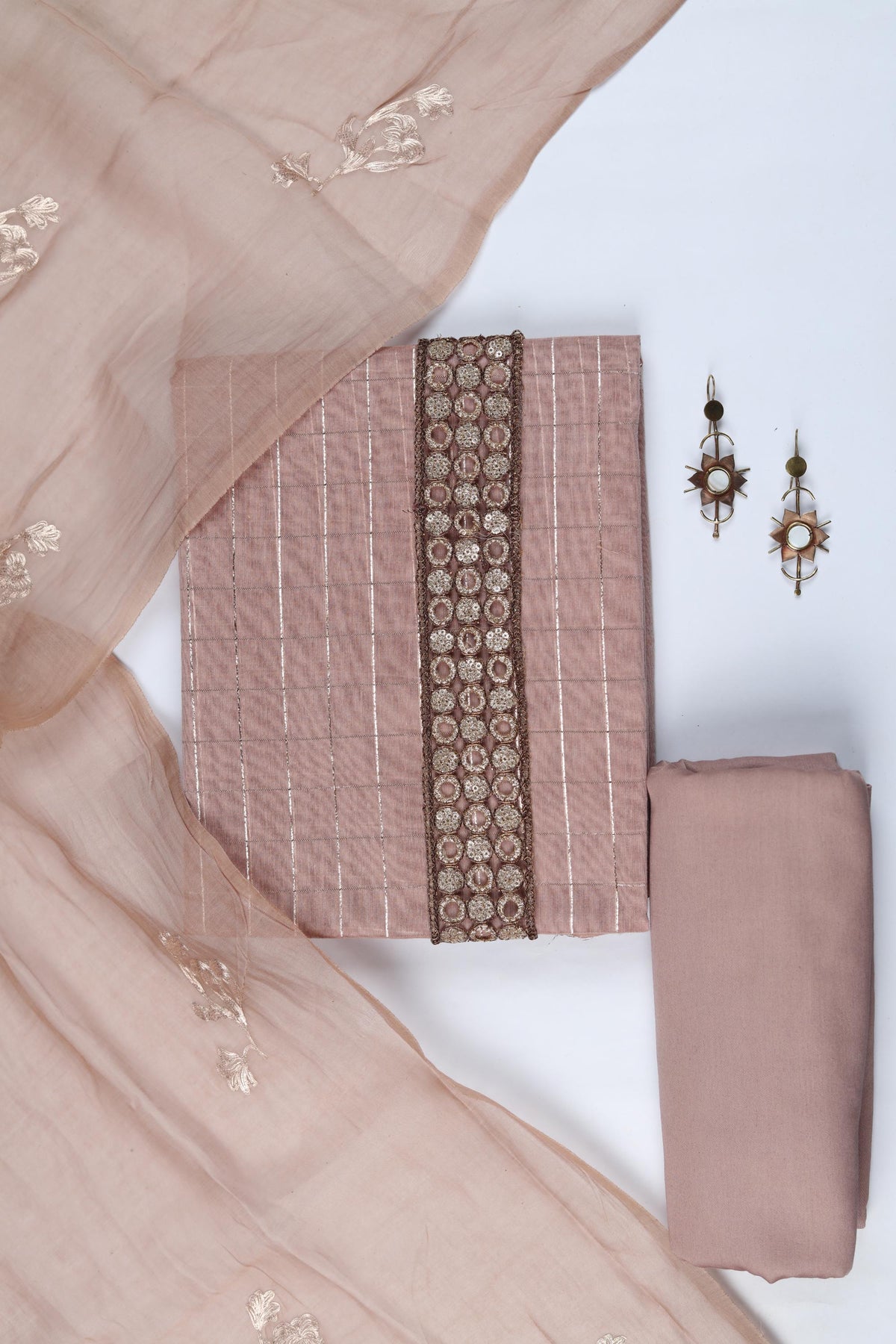 Cotton 3 Piece Unstitched Suit Set – Classic Ethnic Style-449