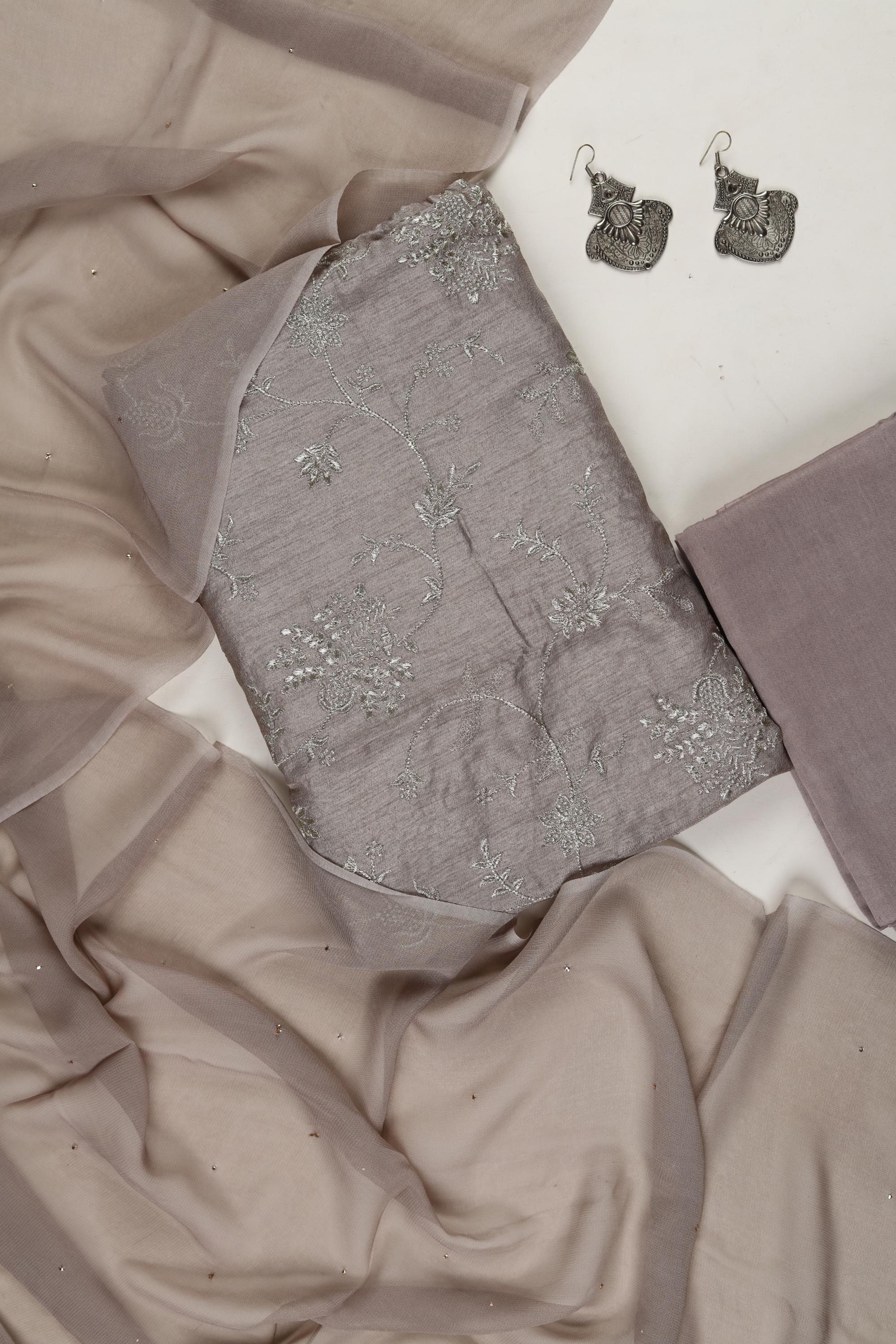 Embroided Blended silk Set -117