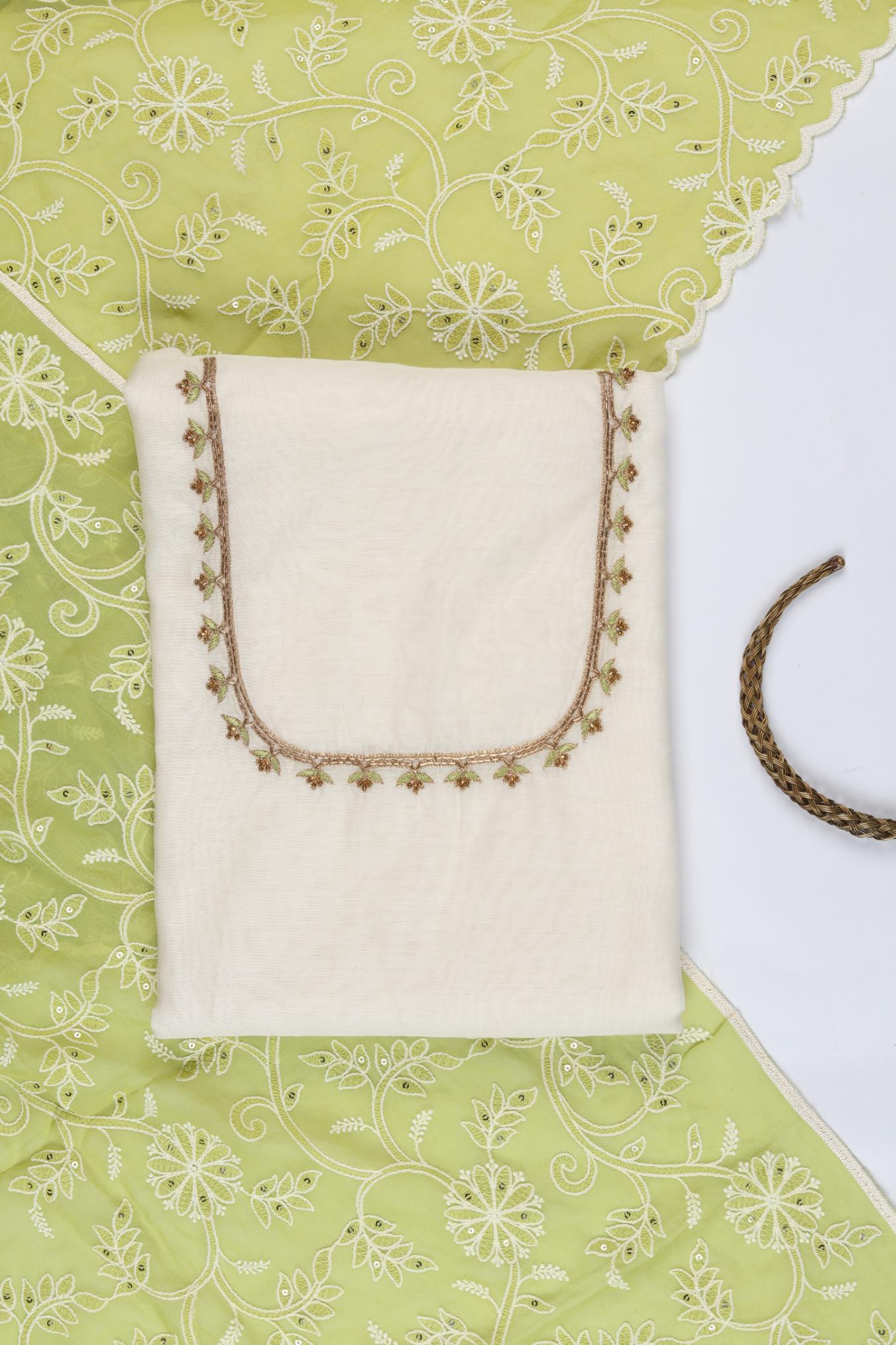 Chanderi 3 Piece Unstitched Suit Set – Elegant Ethnic Design-310