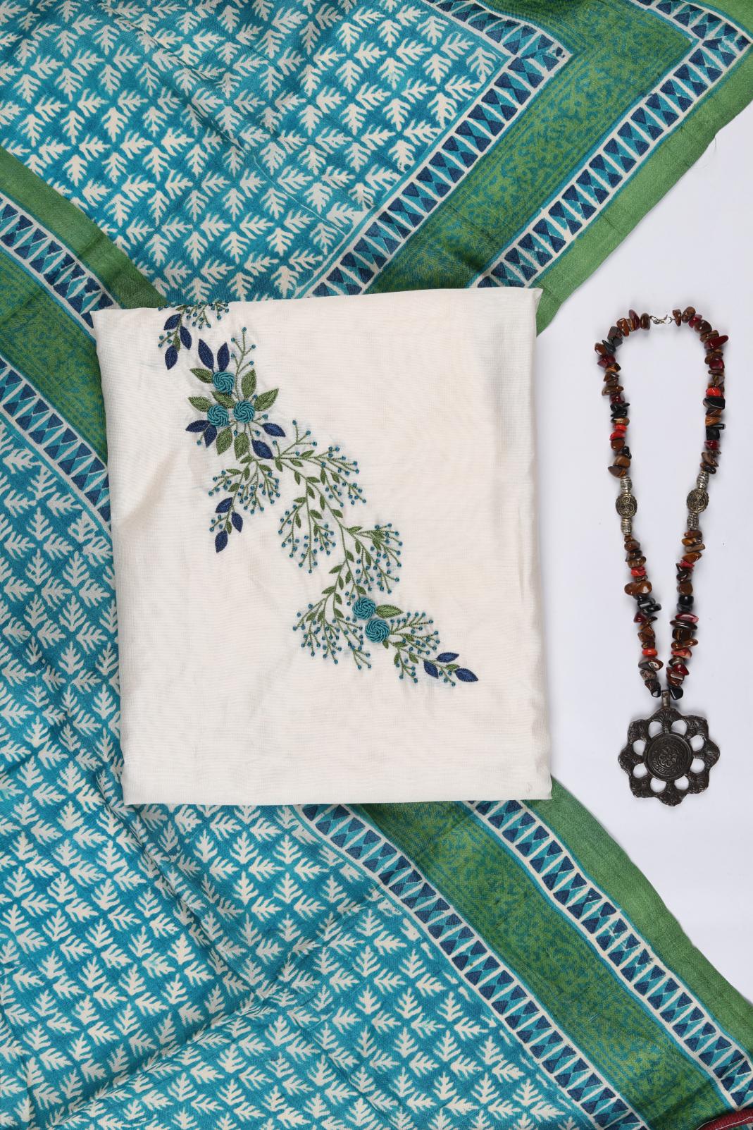 Chanderi 3 Piece Unstitched Suit Set – Elegant Ethnic Design-313