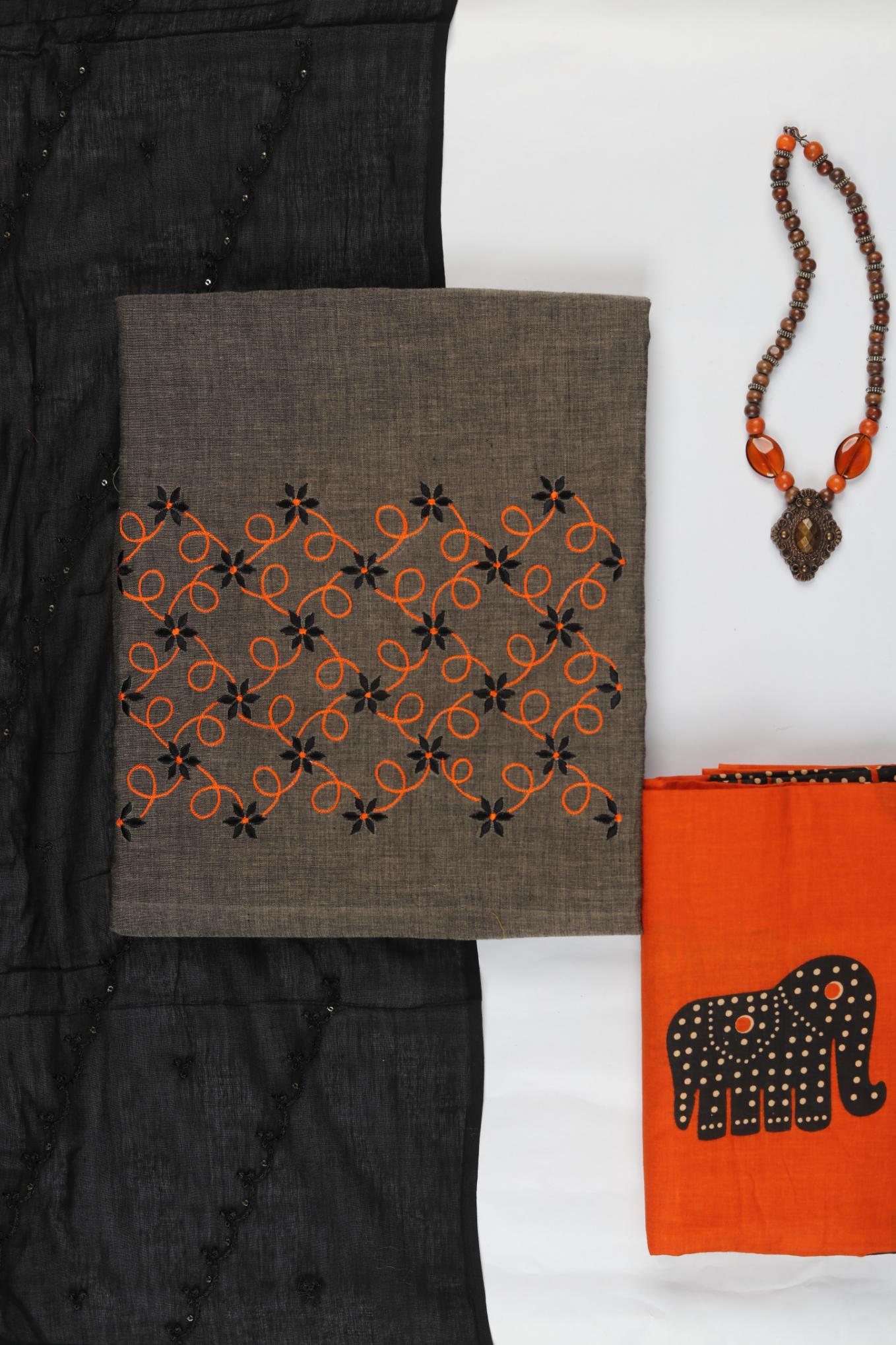 Cotton 3 Piece Unstitched Suit Set – Traditional Craft-315