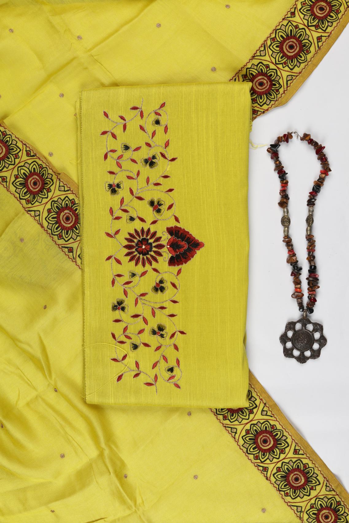 Cotton Silk 2 Piece Unstitched Kurta & Dupatta Set – Elegant Ethnic Design-317