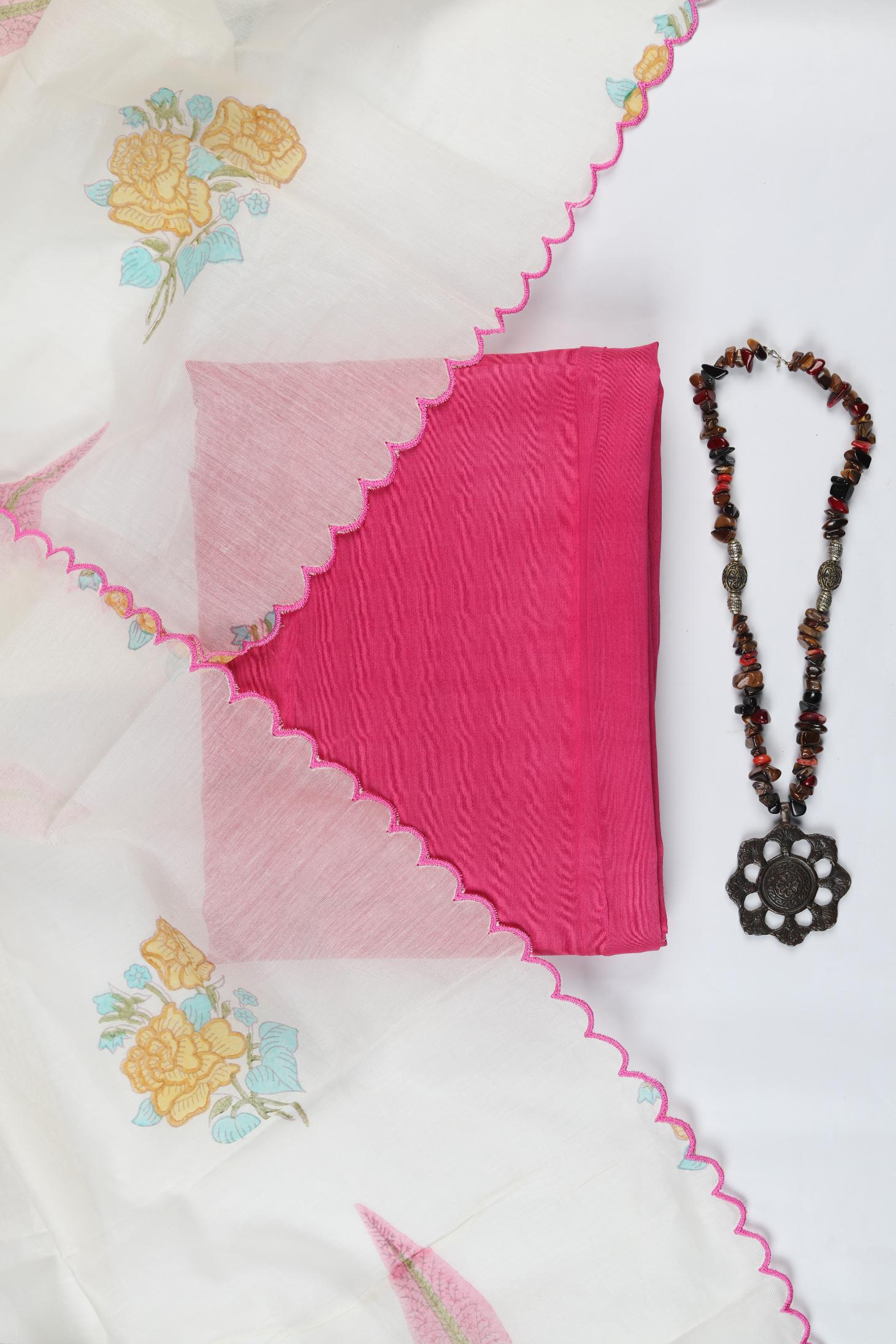 Chanderi 3 Piece Unstitched Suit Set – Elegant Ethnic Design-319