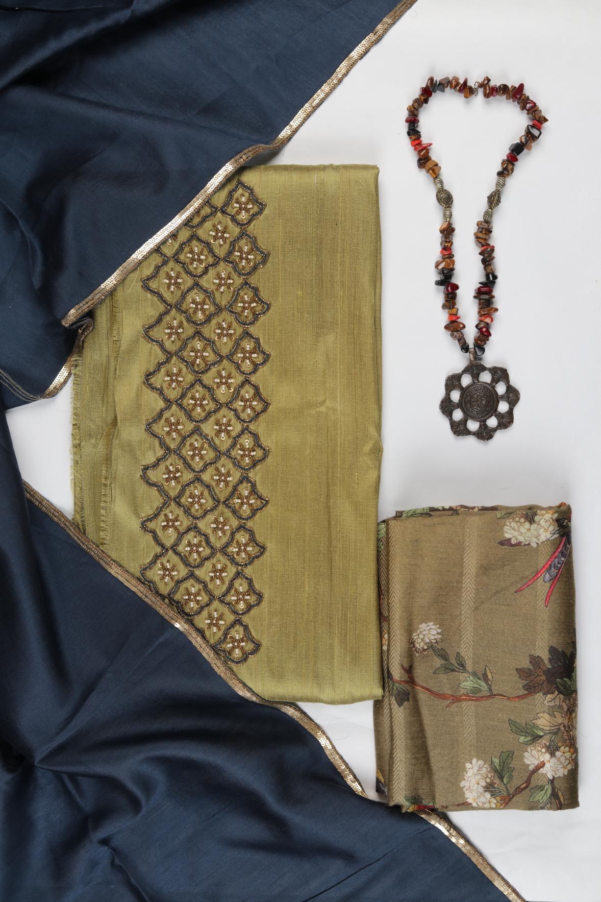 Raw Silk 3 Piece Unstitched Suit Set – Classic Ethnic Wear320