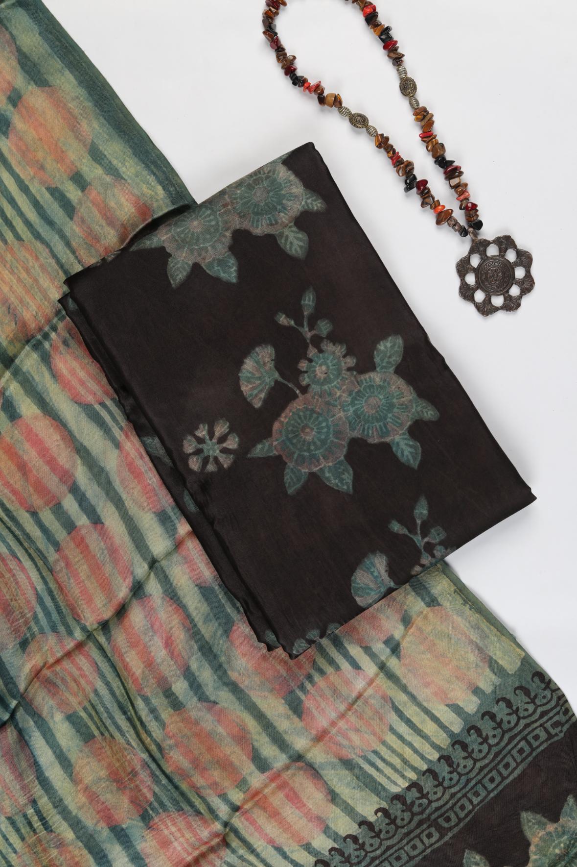 Premium Tussar Modal 2 Piece Unstitched Kurta & Dupatta Set – Traditional Weave-329