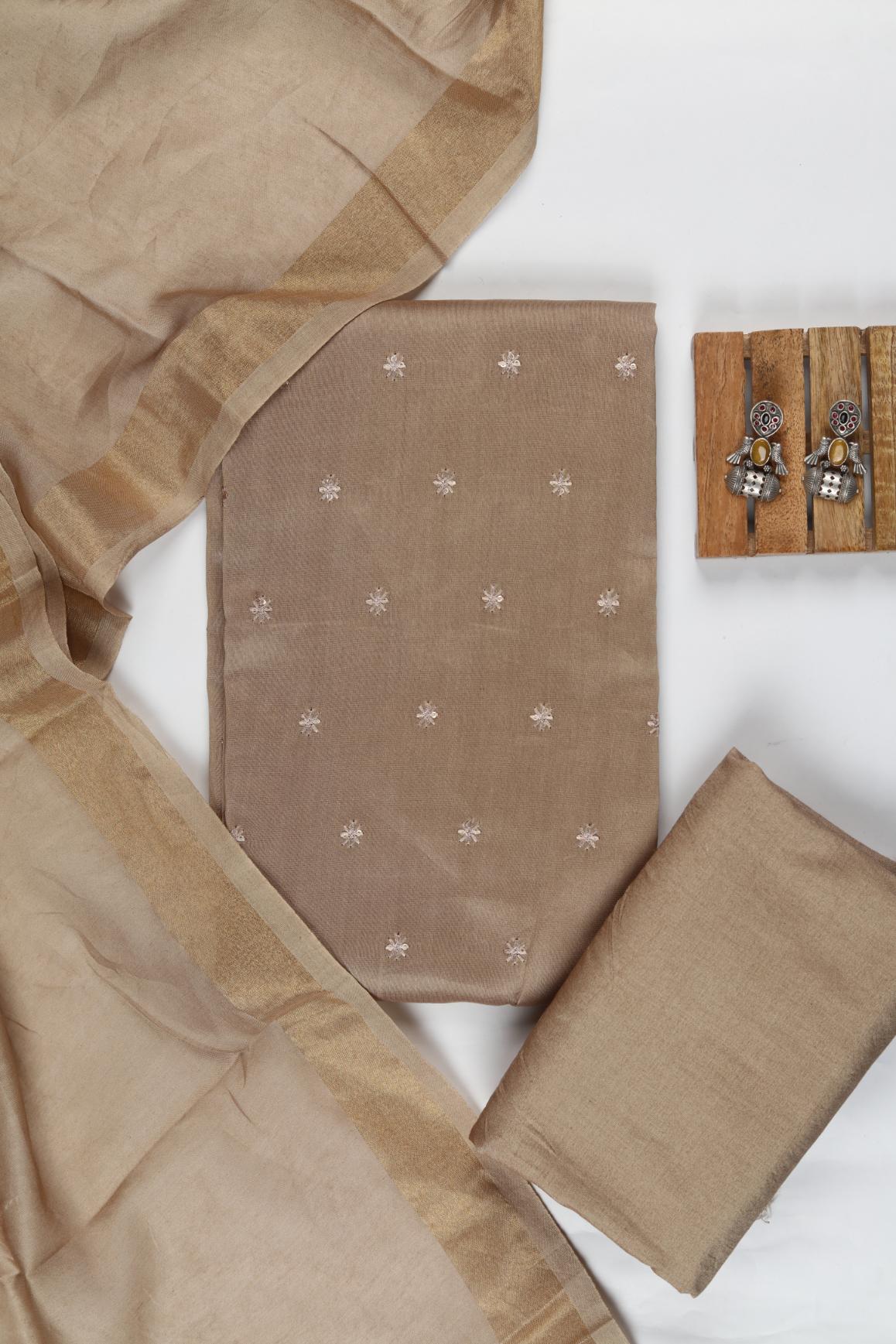 Chanderi 3 Piece Unstitched Suit Set – Traditional Weave-331