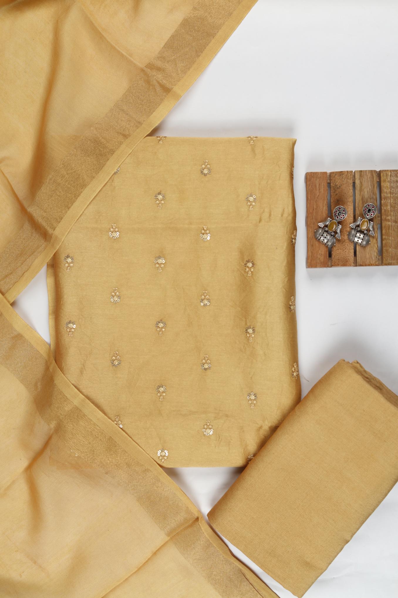 Chanderi 3 Piece Unstitched Suit Set – Traditional Weave-336