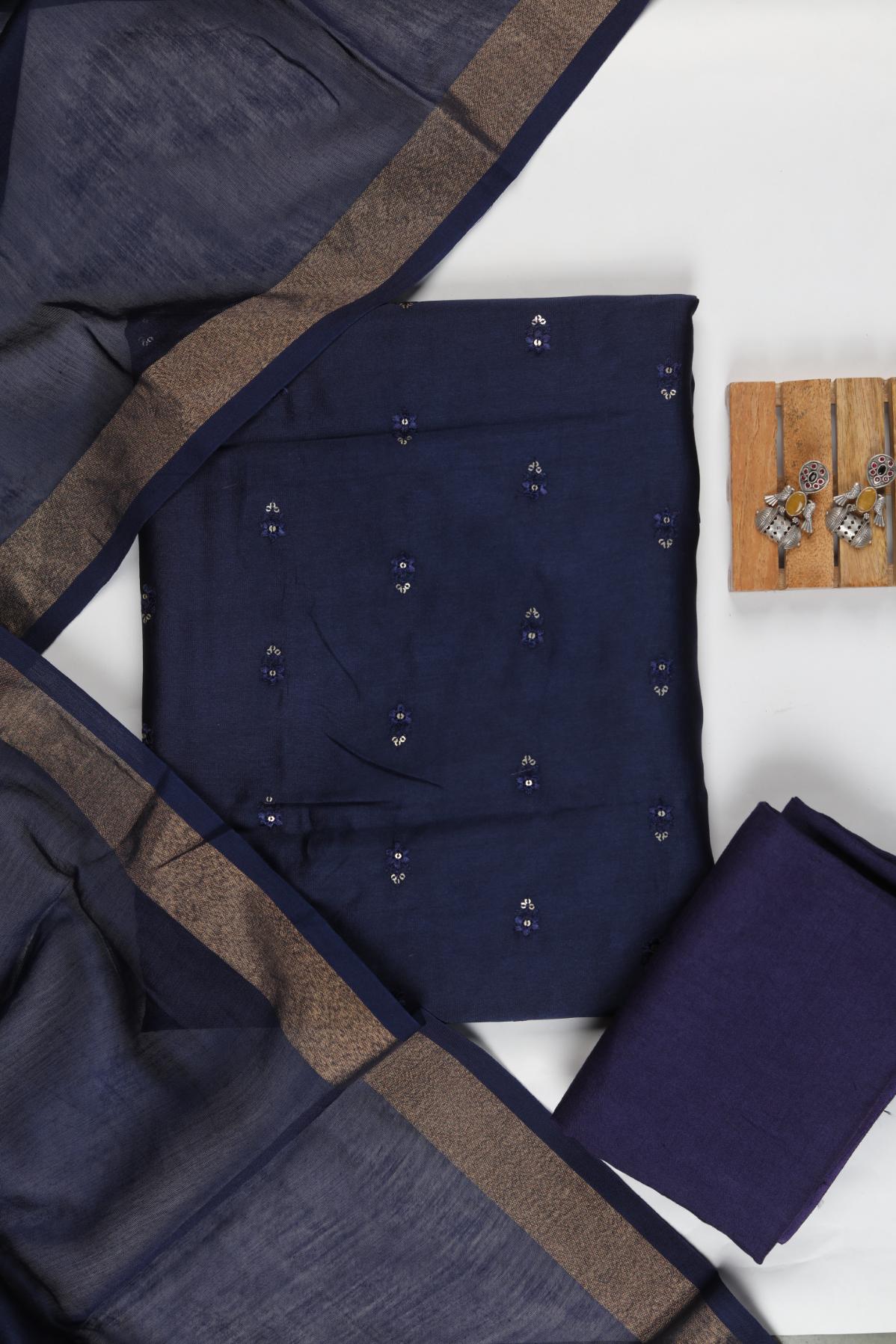 Chanderi 3 Piece Unstitched Suit Set – Traditional Weave-349