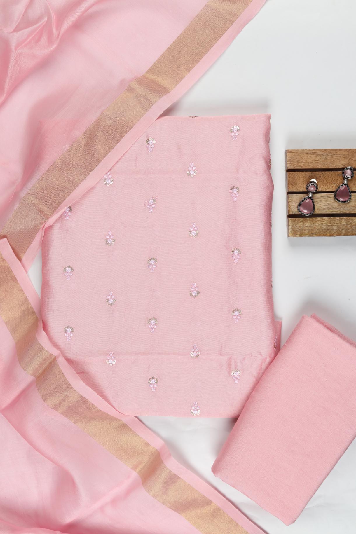 Chanderi 3 Piece Unstitched Suit Set – Traditional Weave-340