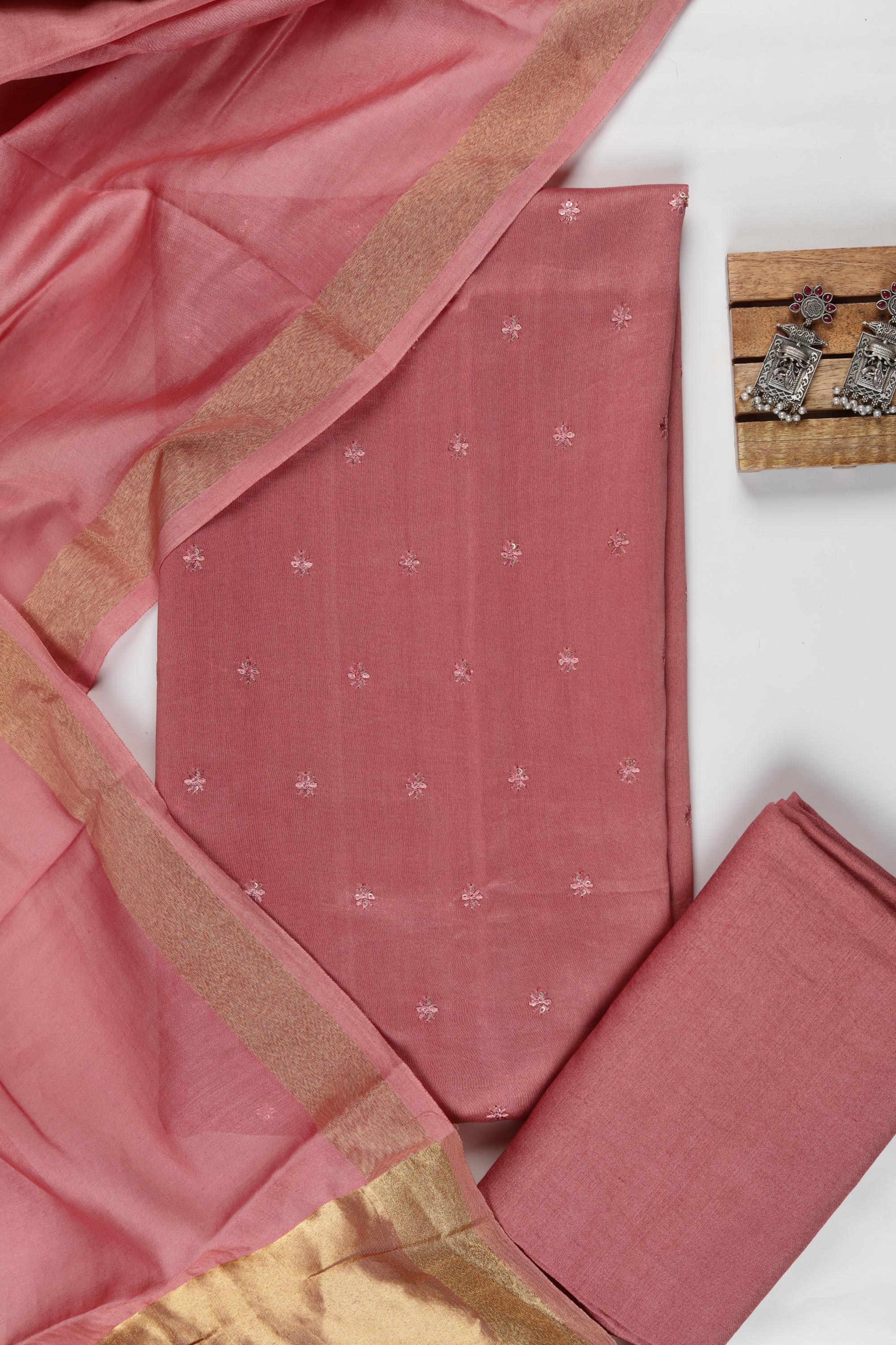Chanderi 3 Piece Unstitched Suit Set – Traditional Weave-341