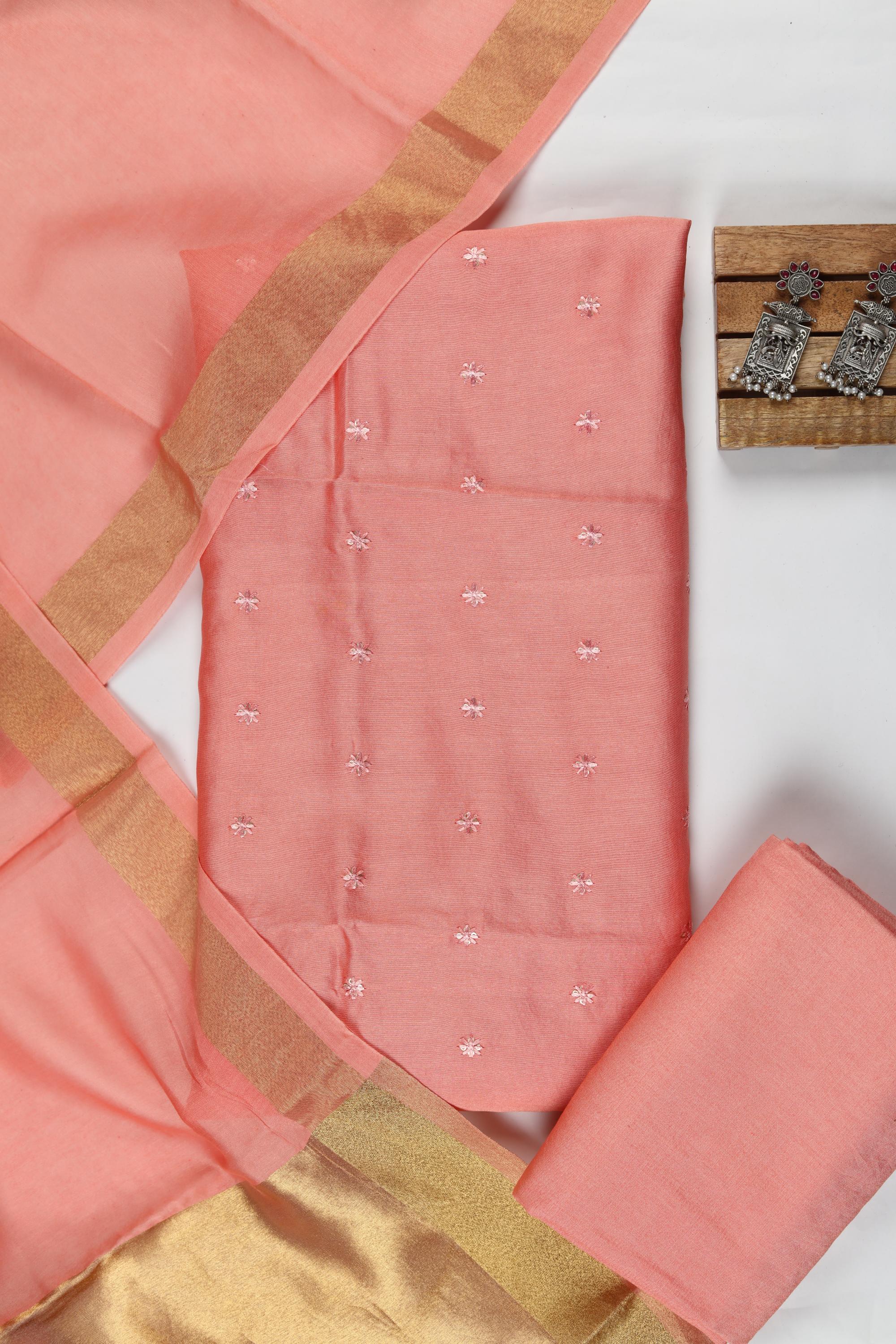 Chanderi 3 Piece Unstitched Suit Set – Traditional Weave-344