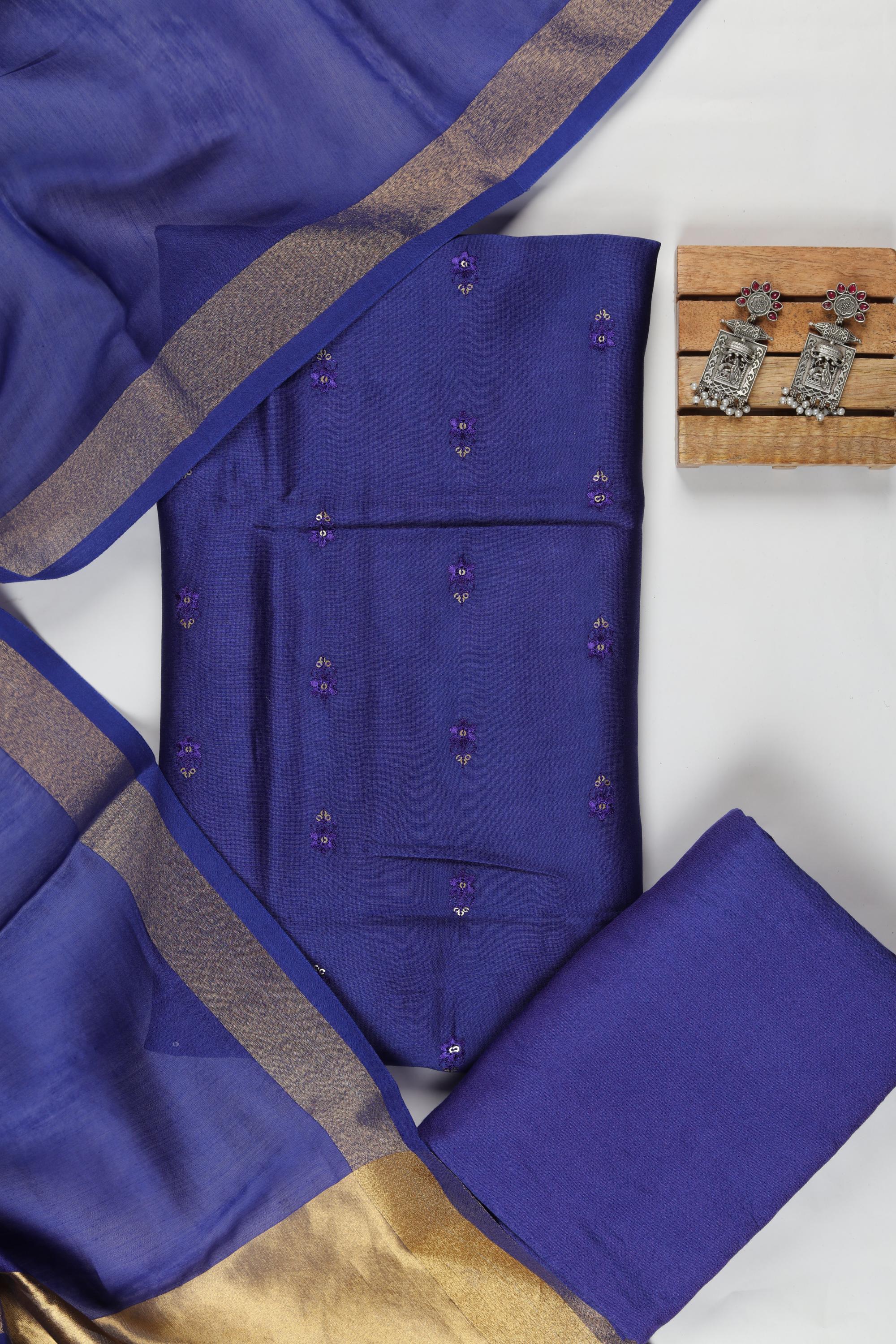 Chanderi 3 Piece Unstitched Suit Set – Traditional Weave-345