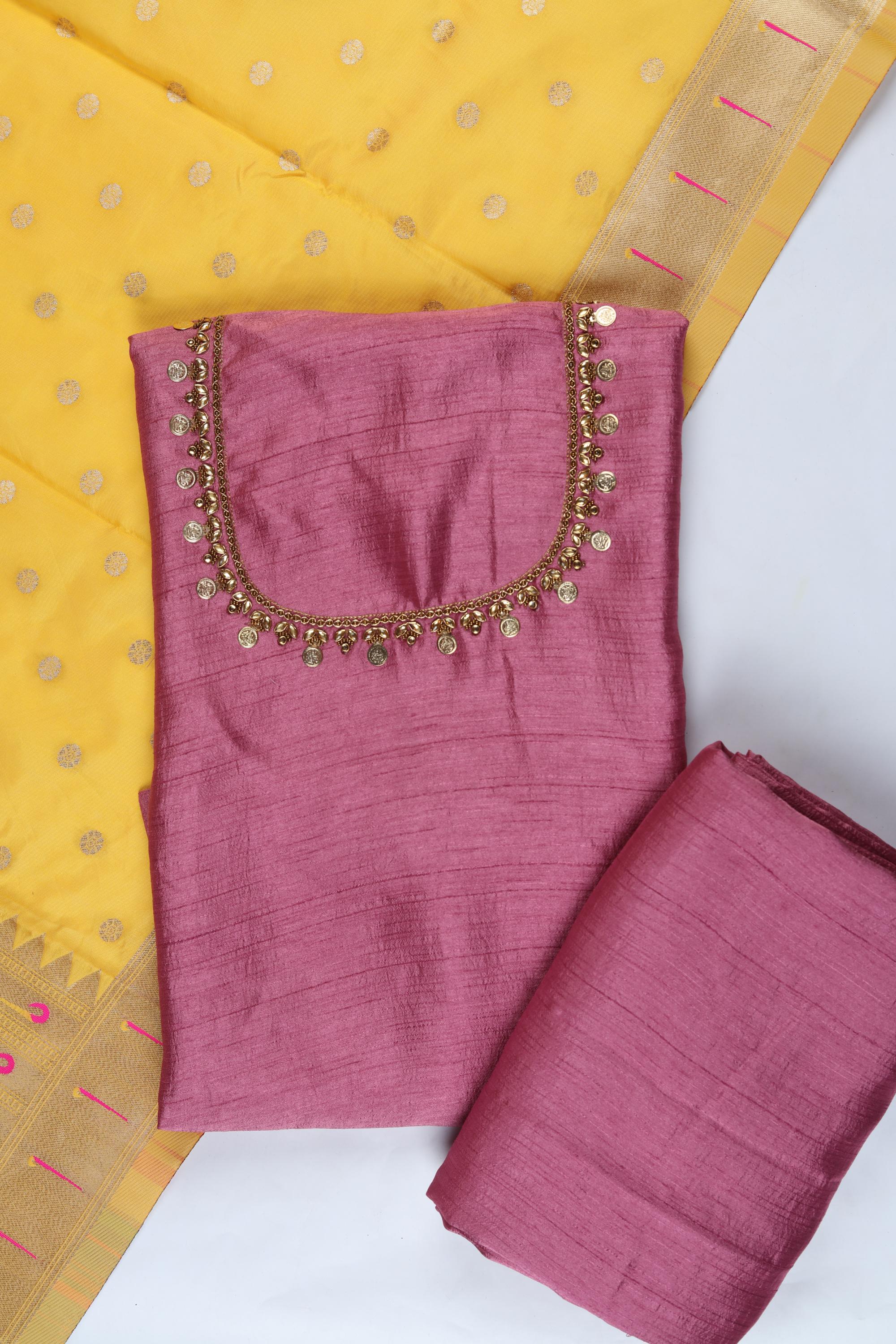 Nysa Silk 3 Piece Unstitched Suit Set – Elegant Ethnic Design-376