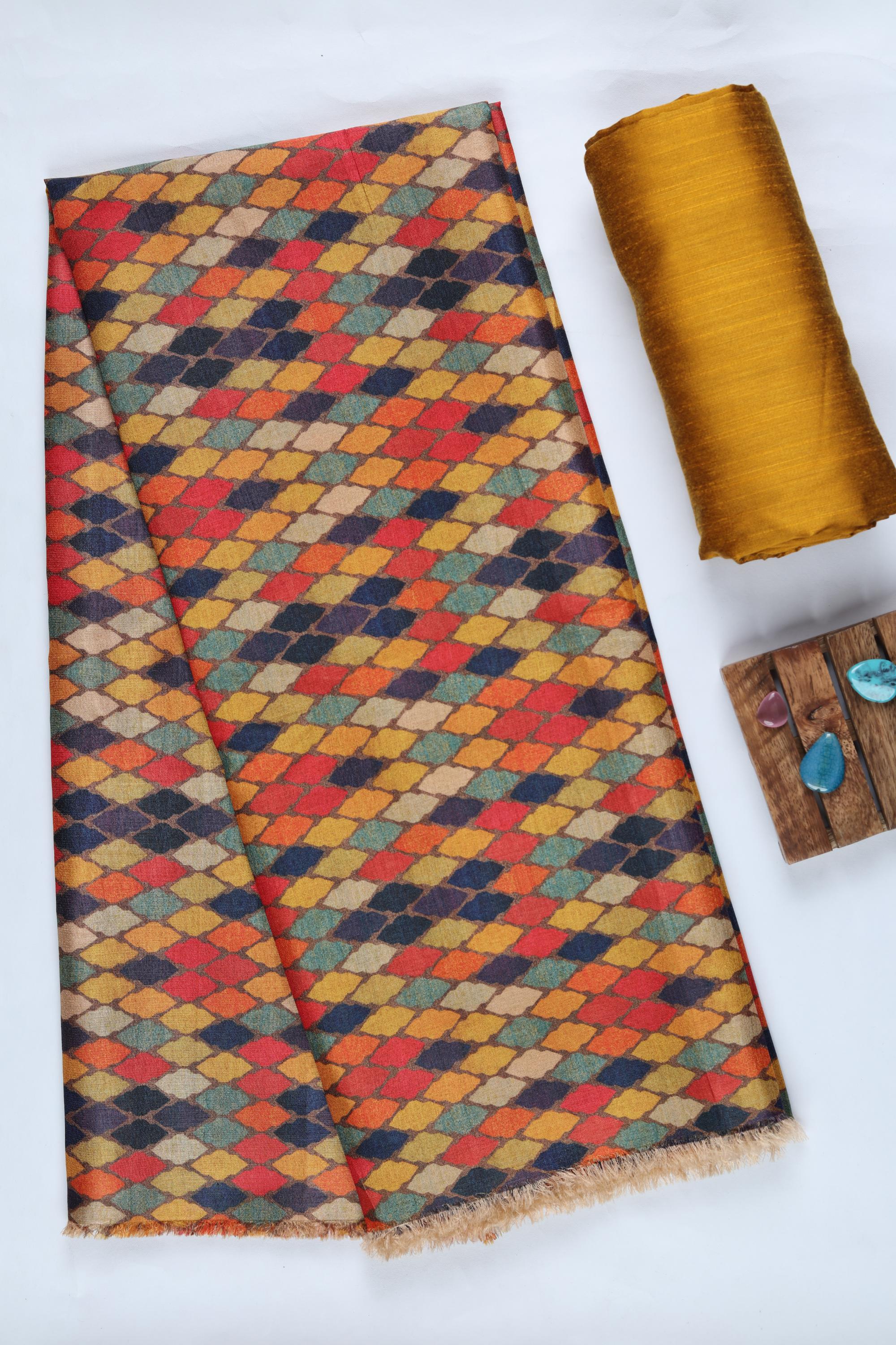 Blended Silk 3 Piece Unstitched Suit Set – Ethnic Craft410