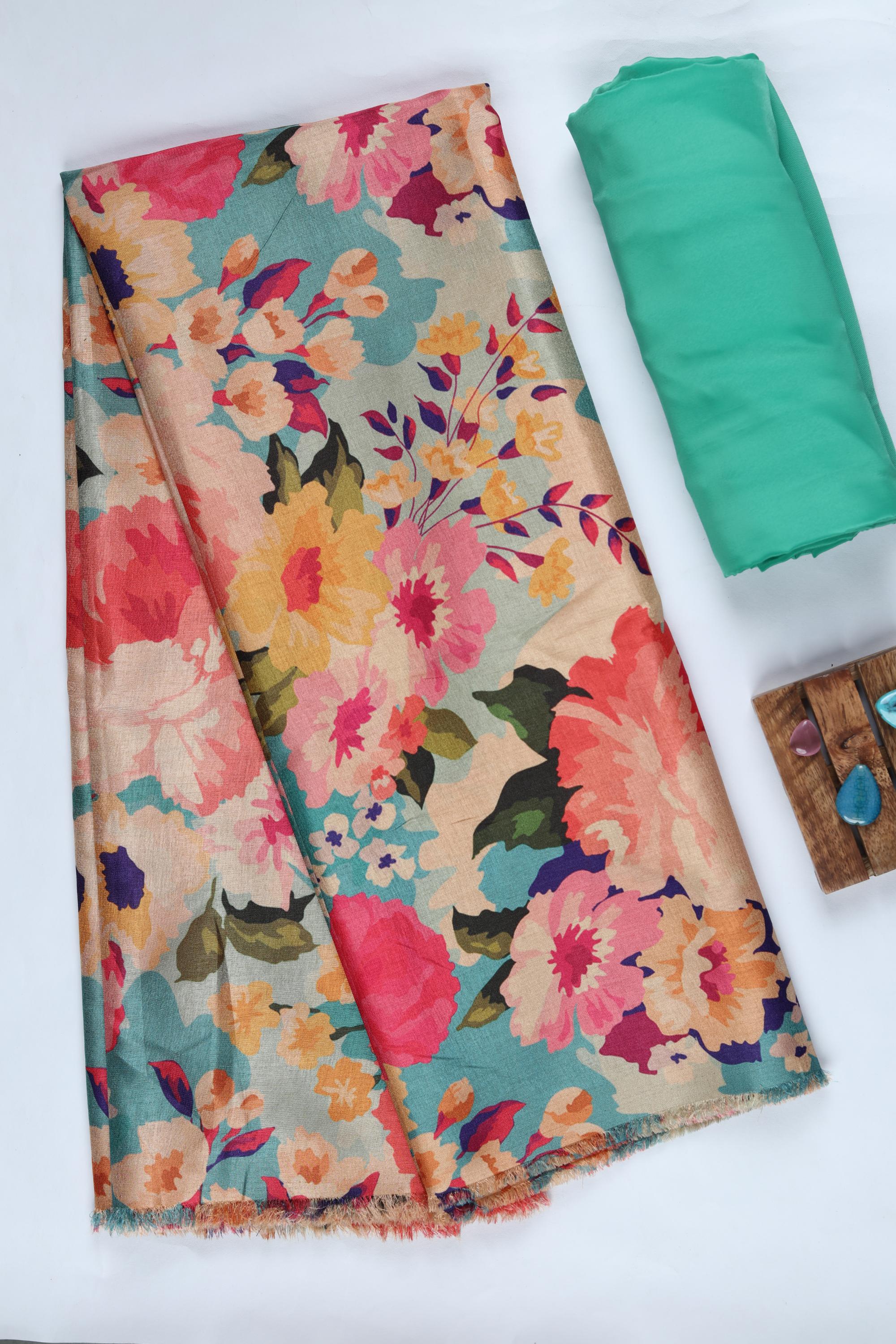 Blended Silk 3 Piece Unstitched Suit Set – Ethnic Craft-393