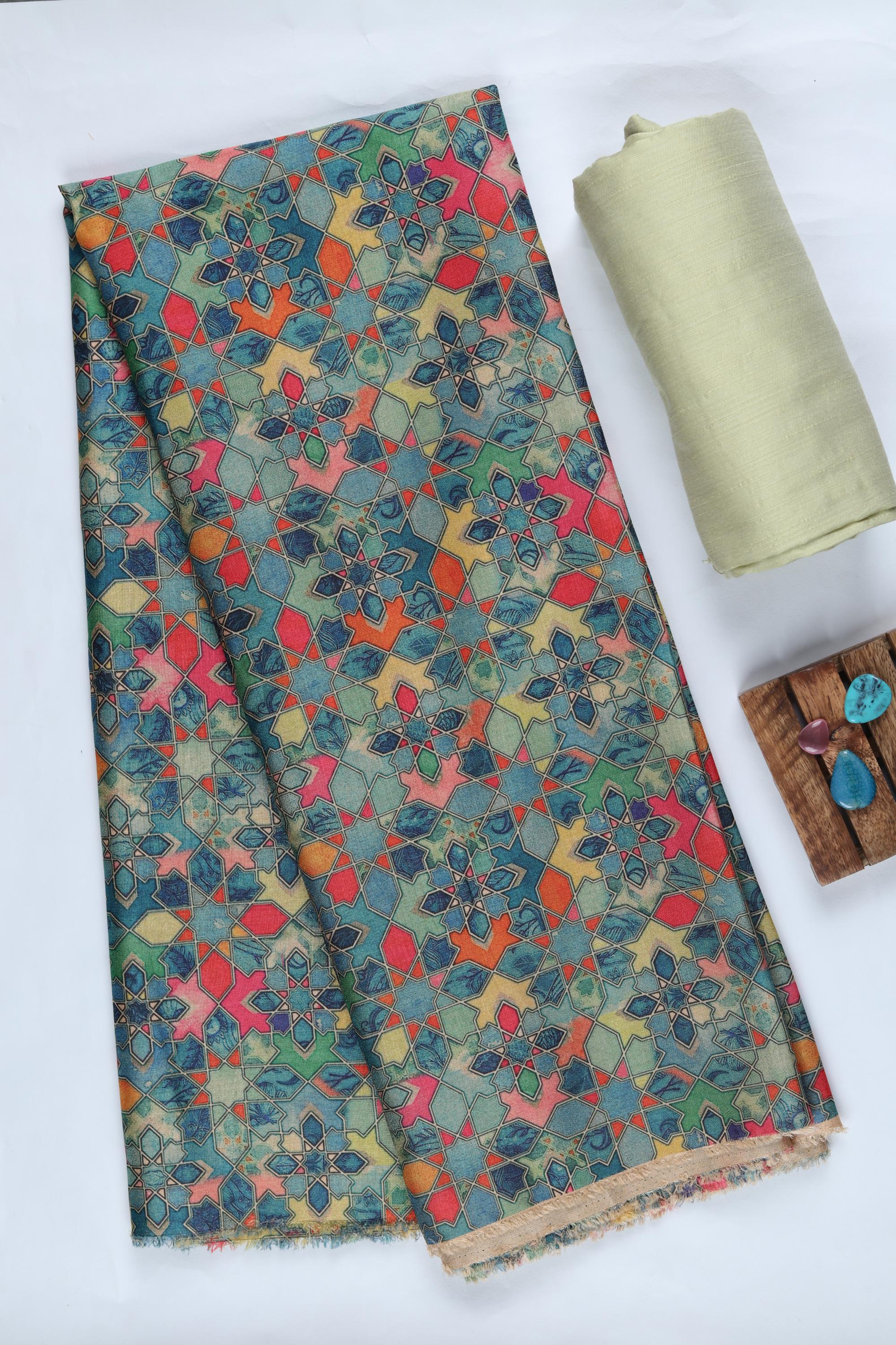 Blended Silk 3 Piece Unstitched Suit Set – Ethnic Craft394