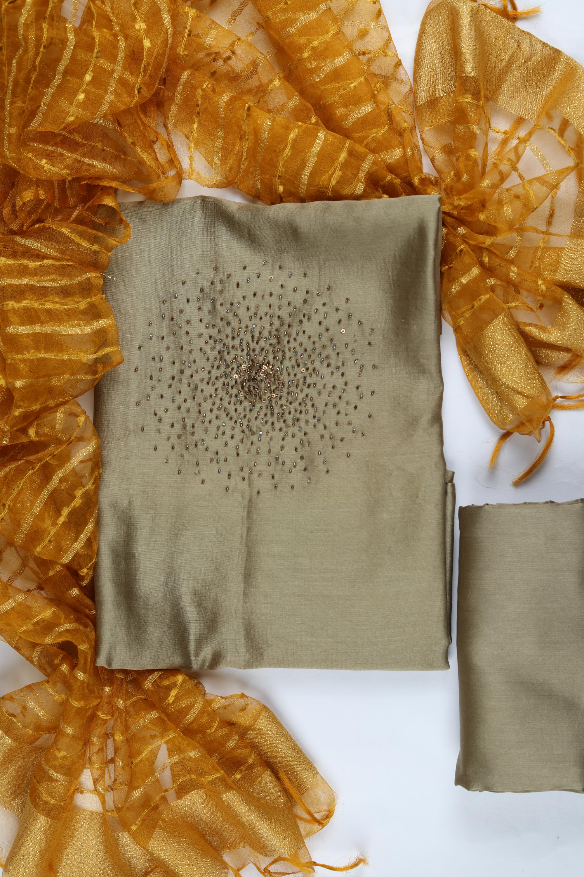 Blended Silk 3 Piece Unstitched Suit Set – Ethnic Craft409