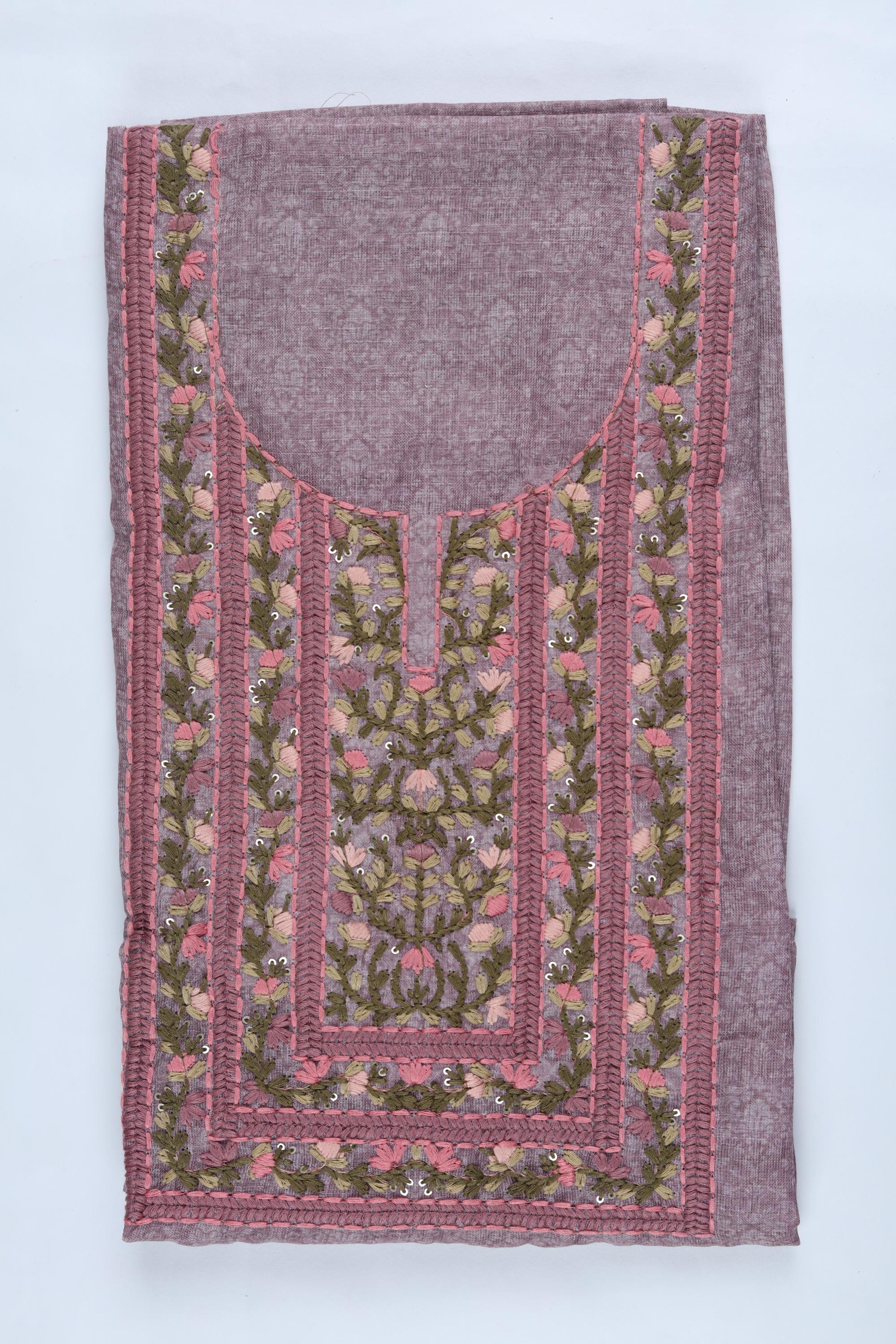 Blended Silk 3 Piece Unstitched Suit Set – Elegant Embroidery-413