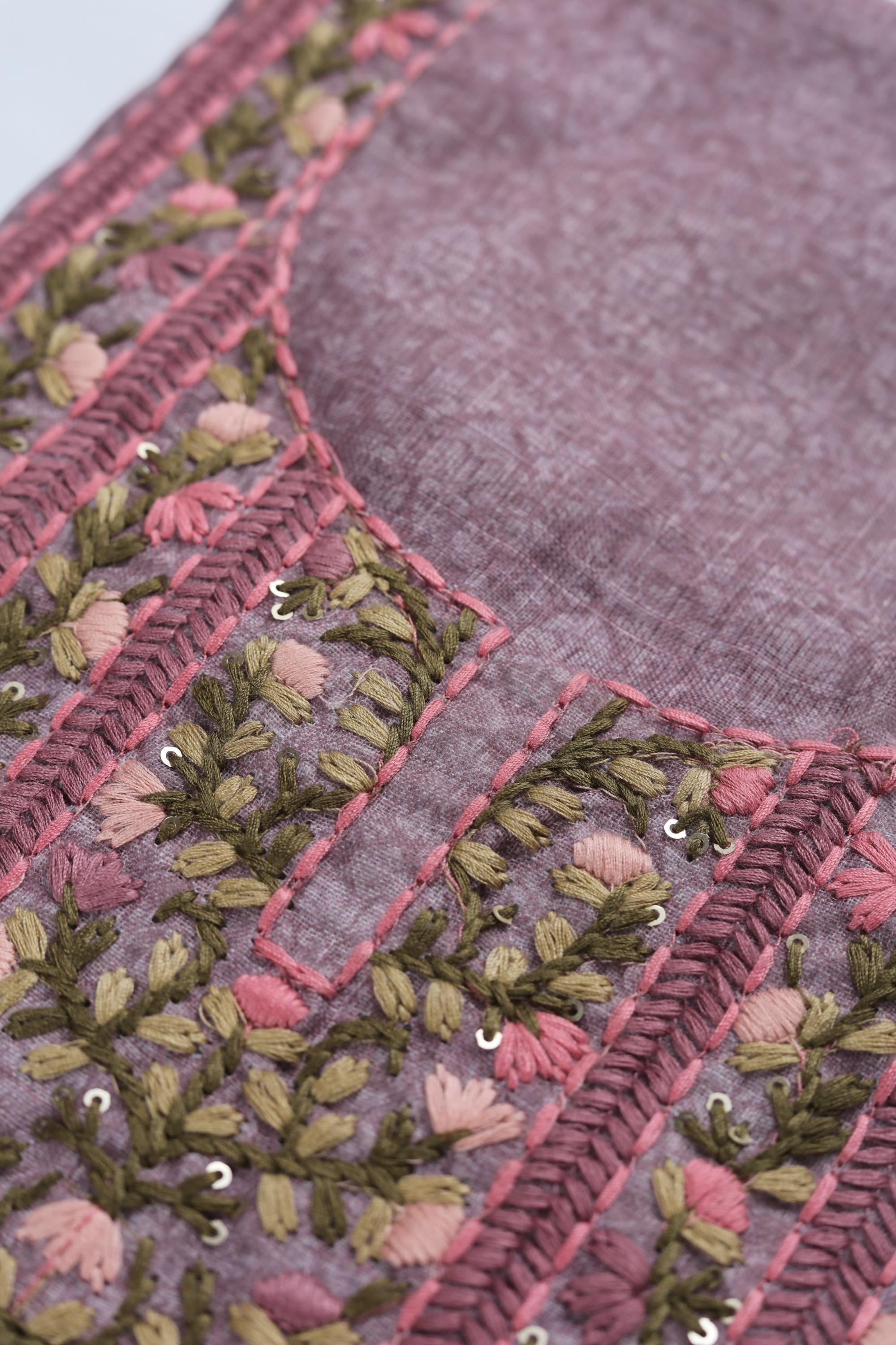 Blended Silk 3 Piece Unstitched Suit Set – Elegant Embroidery-413