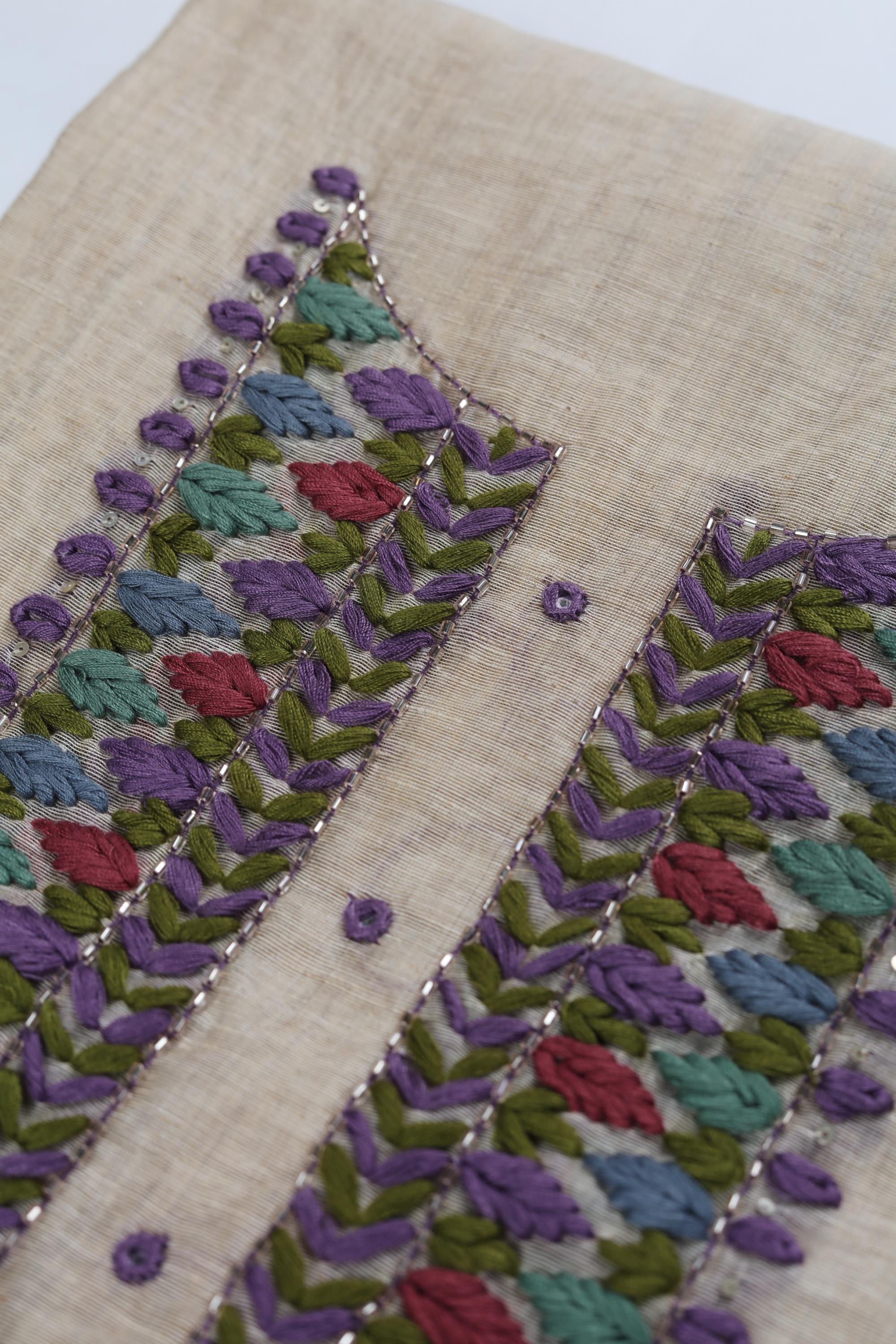 Blended Silk 3 Piece Unstitched Suit Set – Elegant Embroidery-415