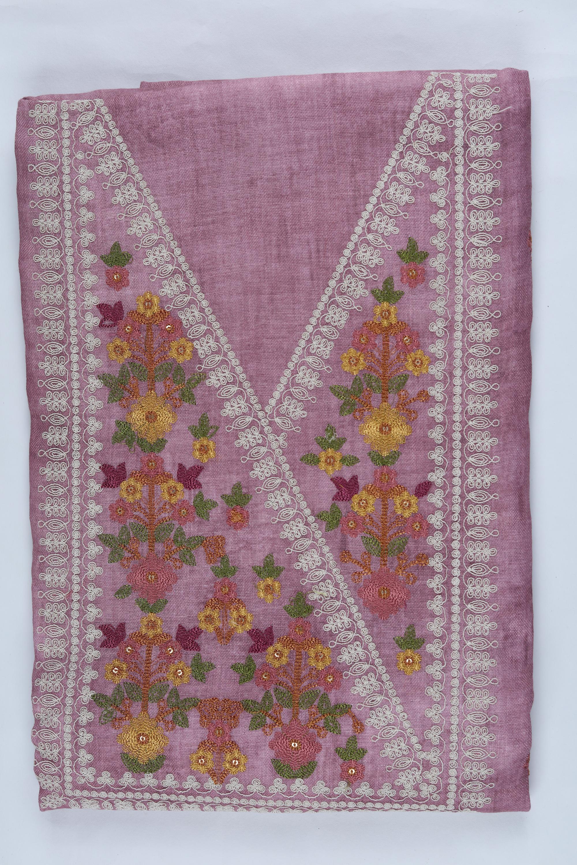 Blended Silk 3 Piece Unstitched Suit Set – Elegant Embroidery-417