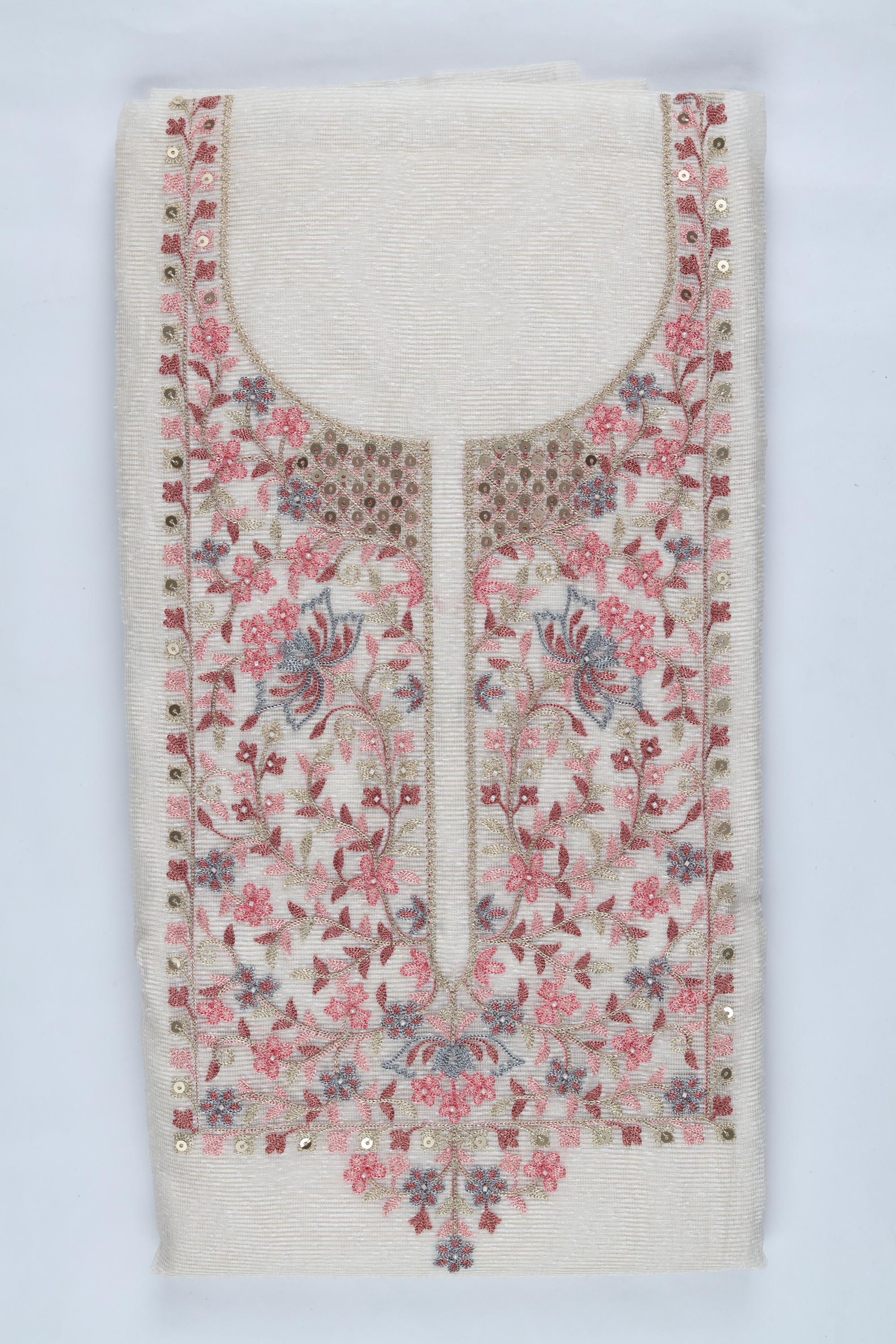 Blended Silk 3 Piece Unstitched Suit Set – Elegant Embroidery-418