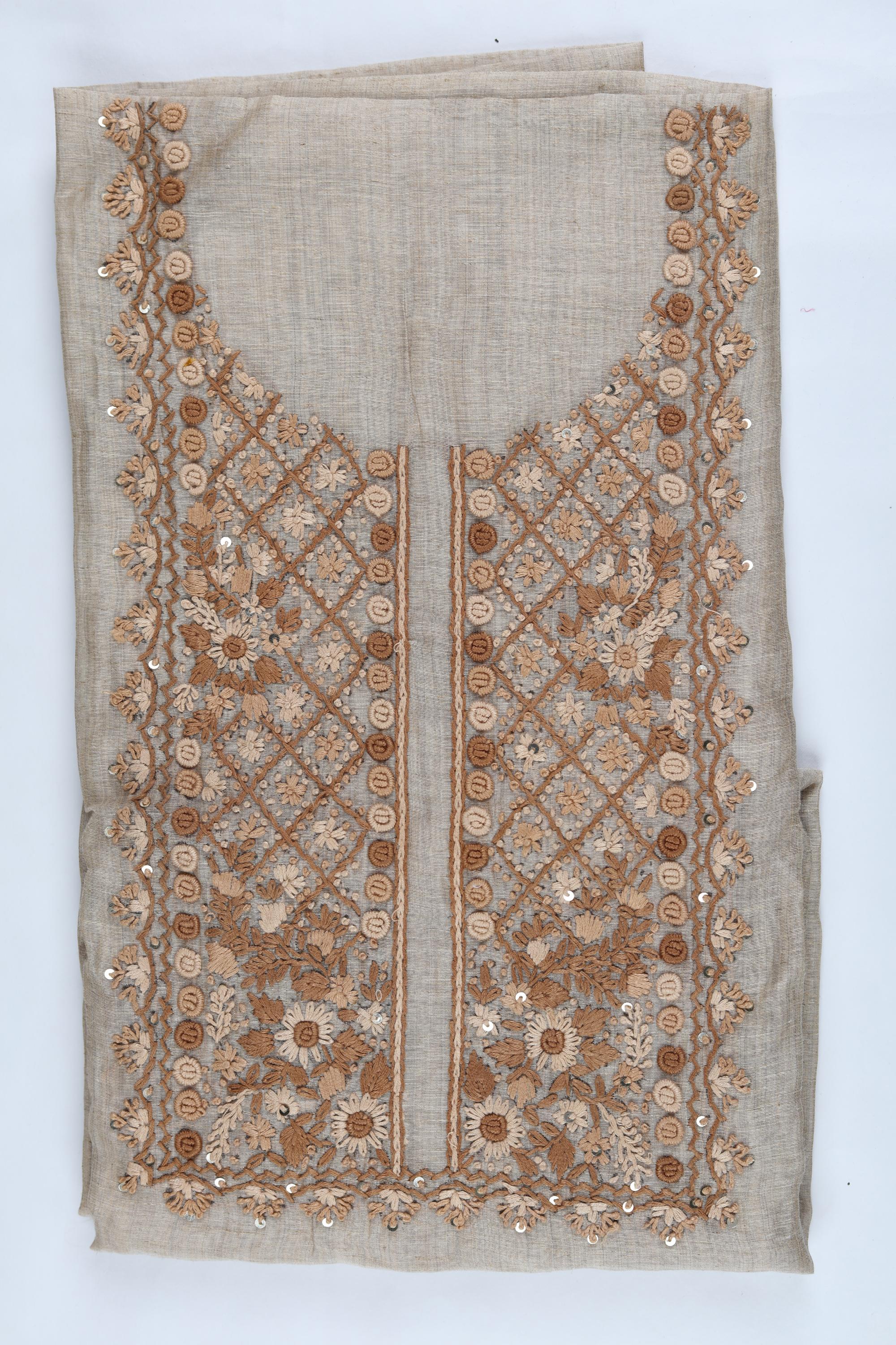 Blended Silk 3 Piece Unstitched Suit Set – Elegant Embroidery-420