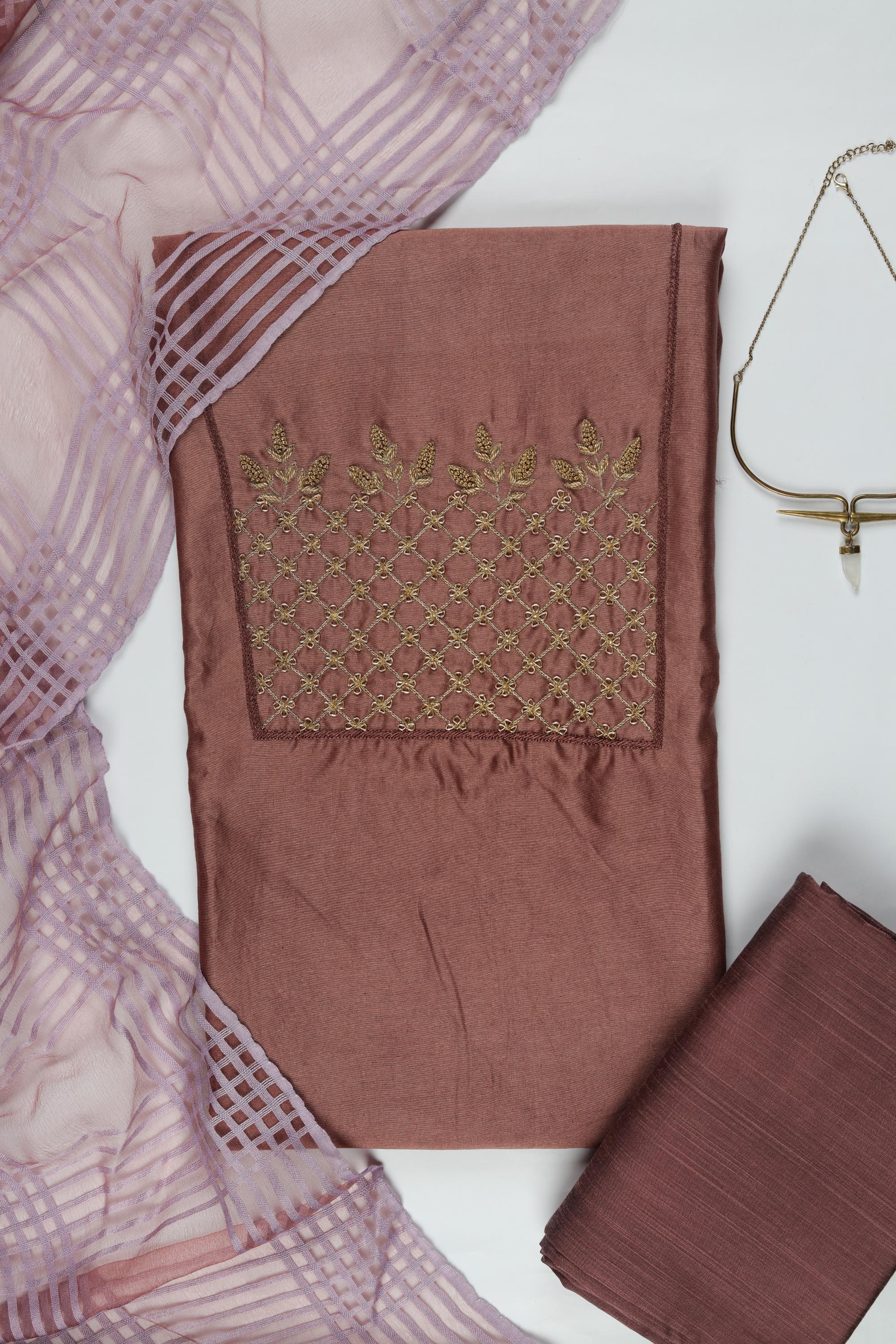 embroidered Chanderi Set - 37