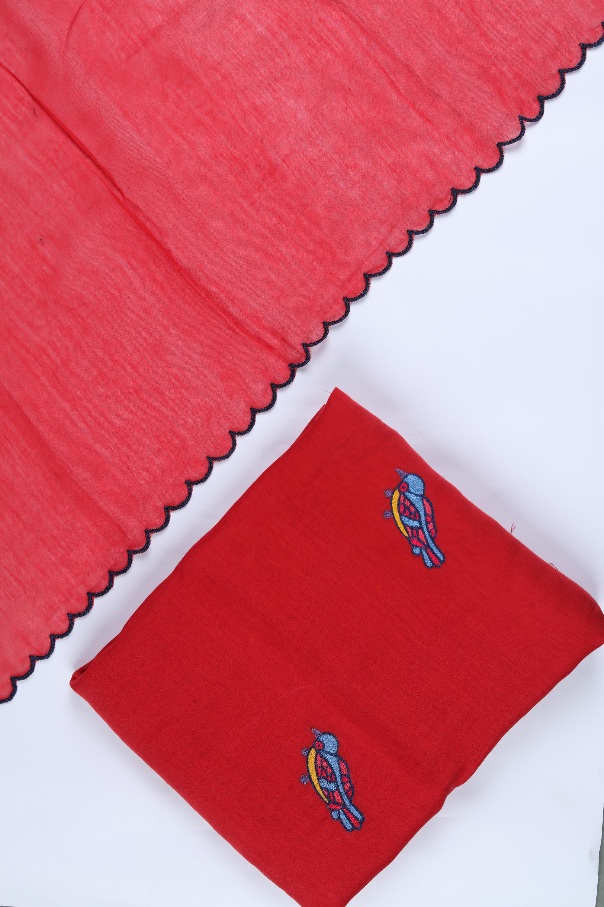 Chanderi 3 Piece Unstitched Suit Set – Elegant Ethnic Design-374