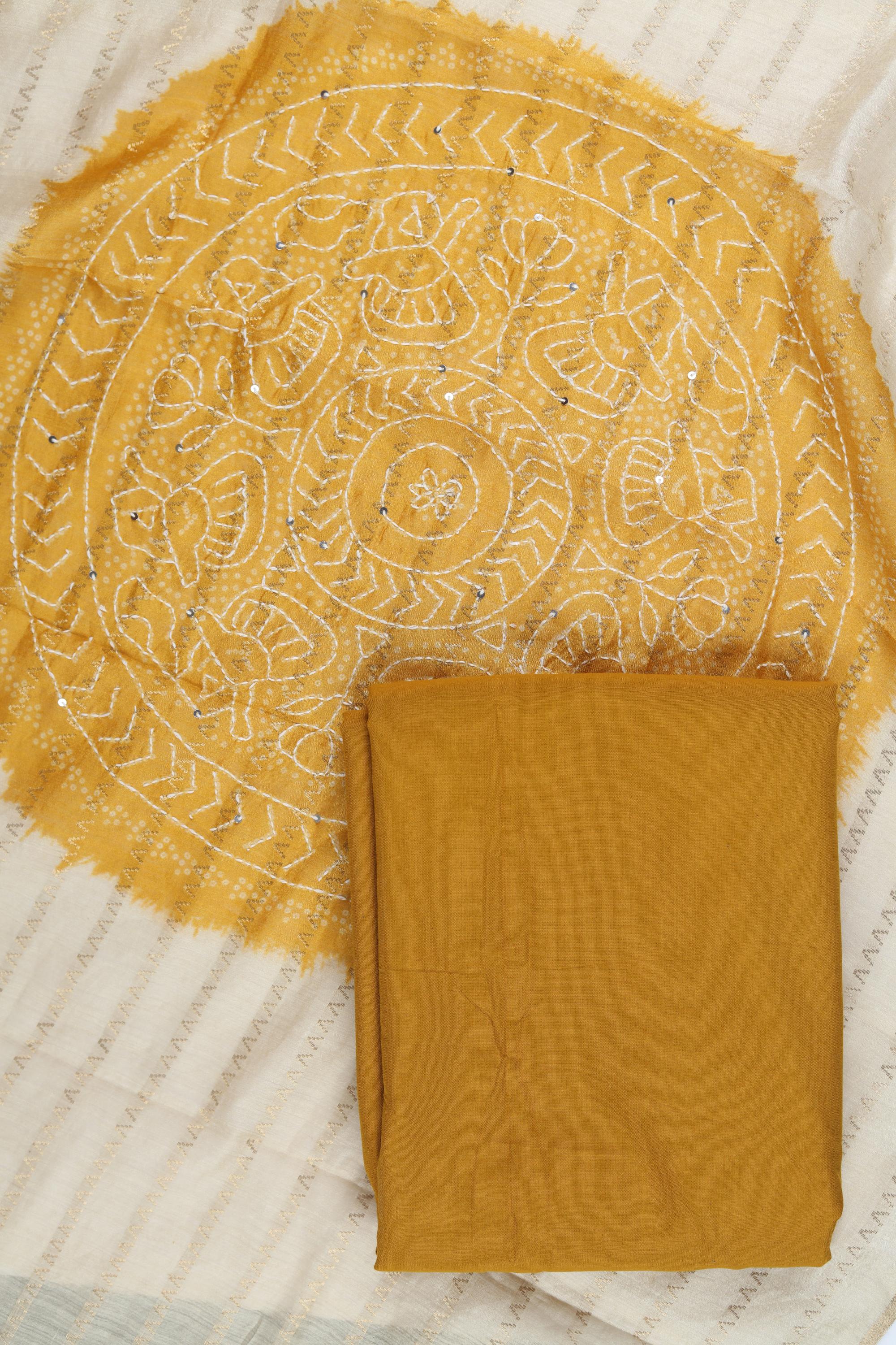 Malai Cotton 3 Piece Unstitched Set - Traditional Weave 432