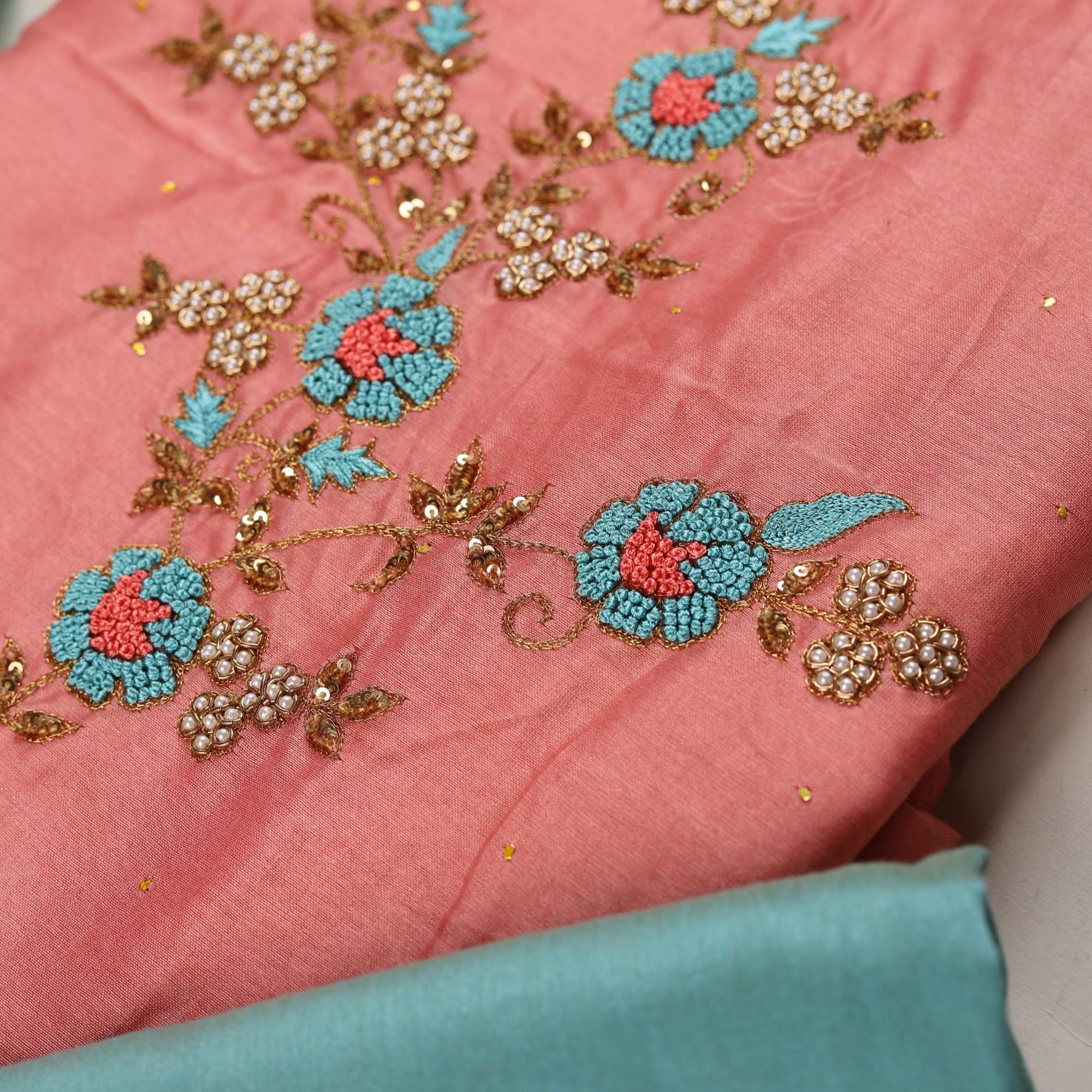 embroidered Chanderi set-1