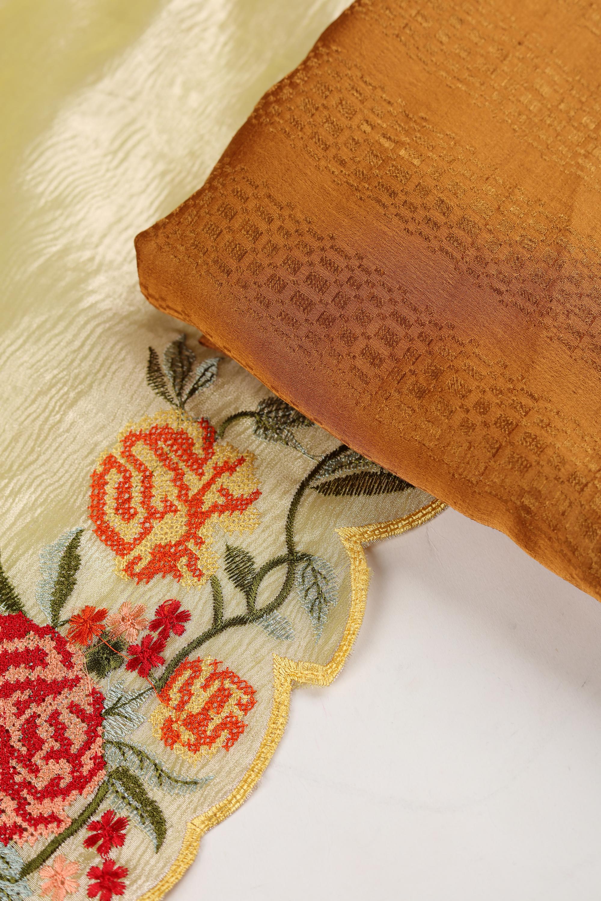 semi-silk Set with tissue dupatta
