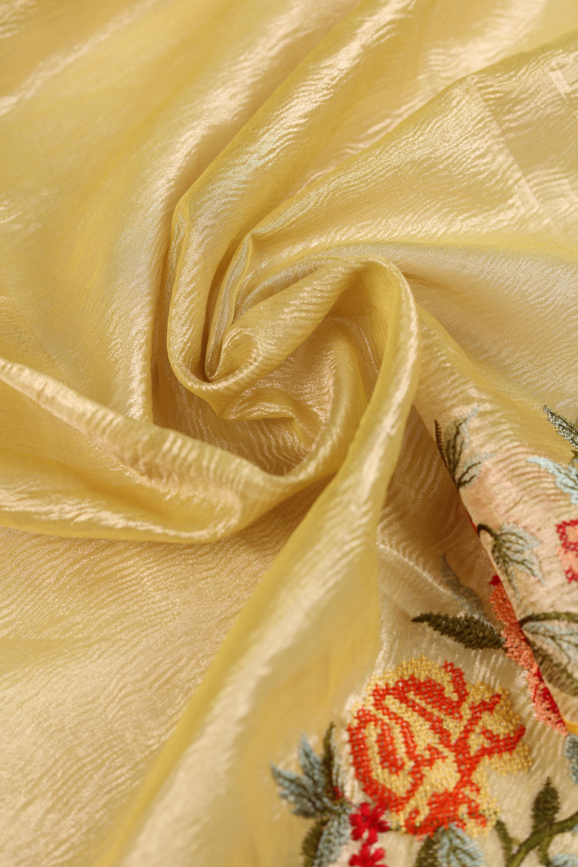 semi-silk Set with tissue dupatta