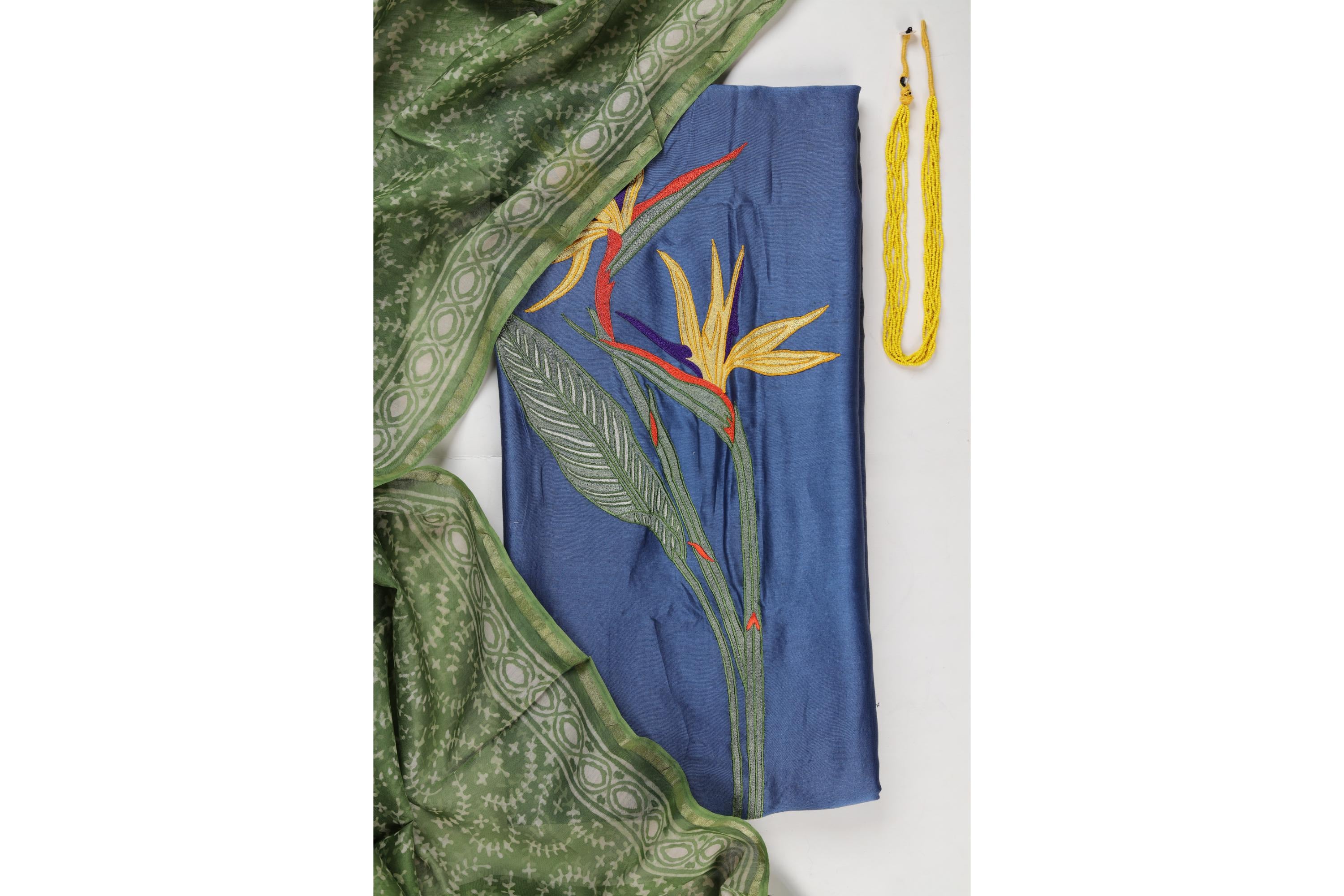 CHANDERI EMBROIDERED SET WITH PRINTED CHANDERI DUPATTA-9