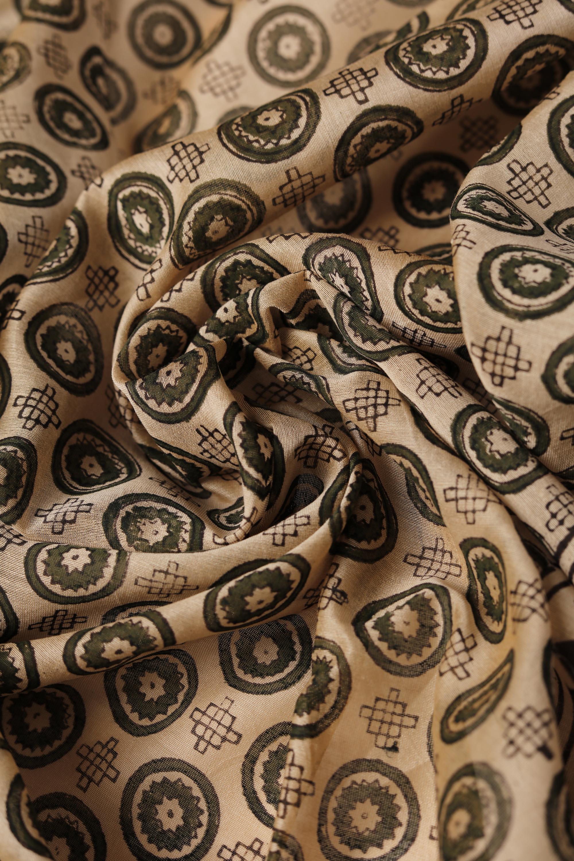 CHANDERI EMBROIDERED SET WITH PRINTED CHANDERI DUPATTA-8