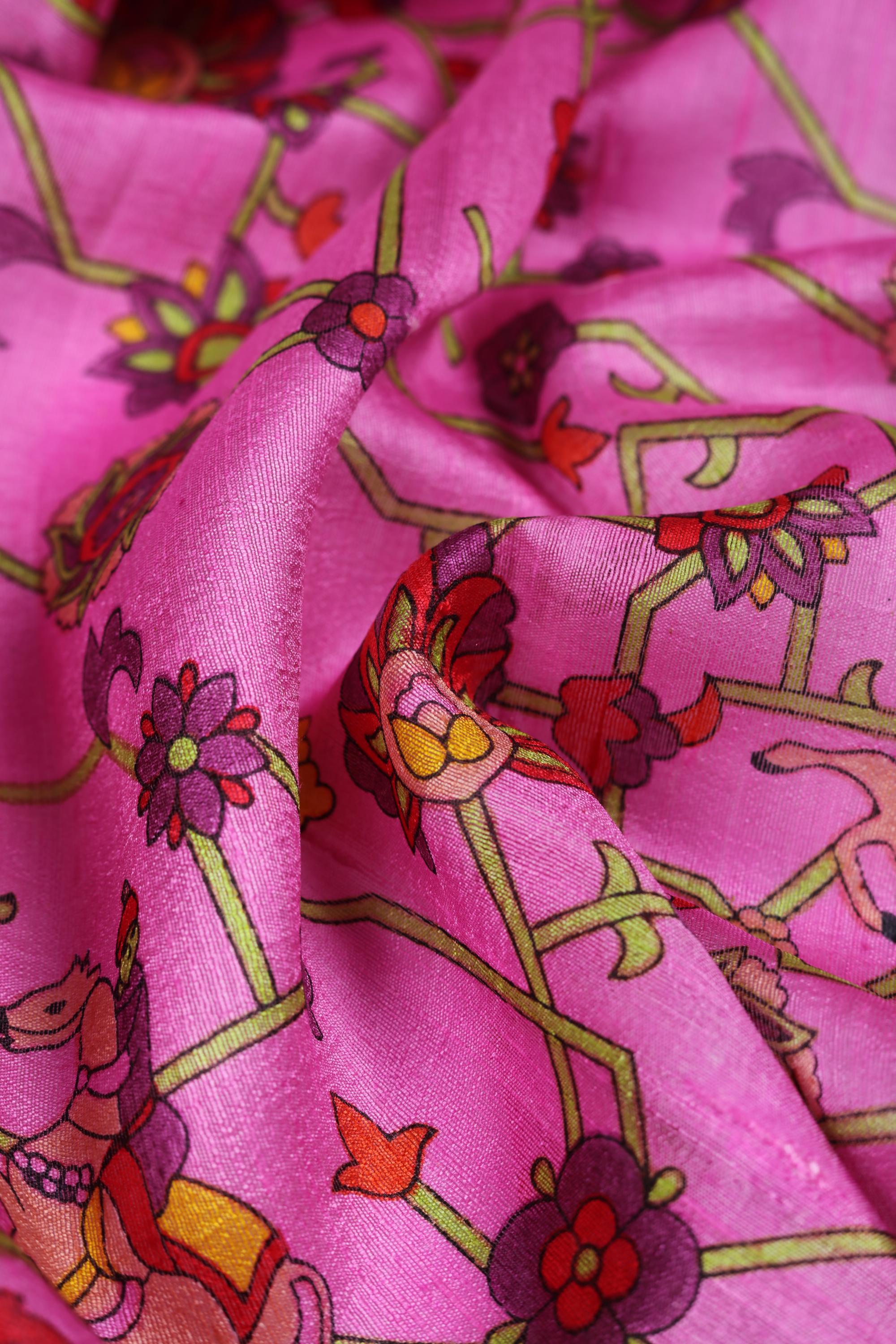 block printed row silk Unstitched Kurta Fabric - Traditional Ethnic Wear 010